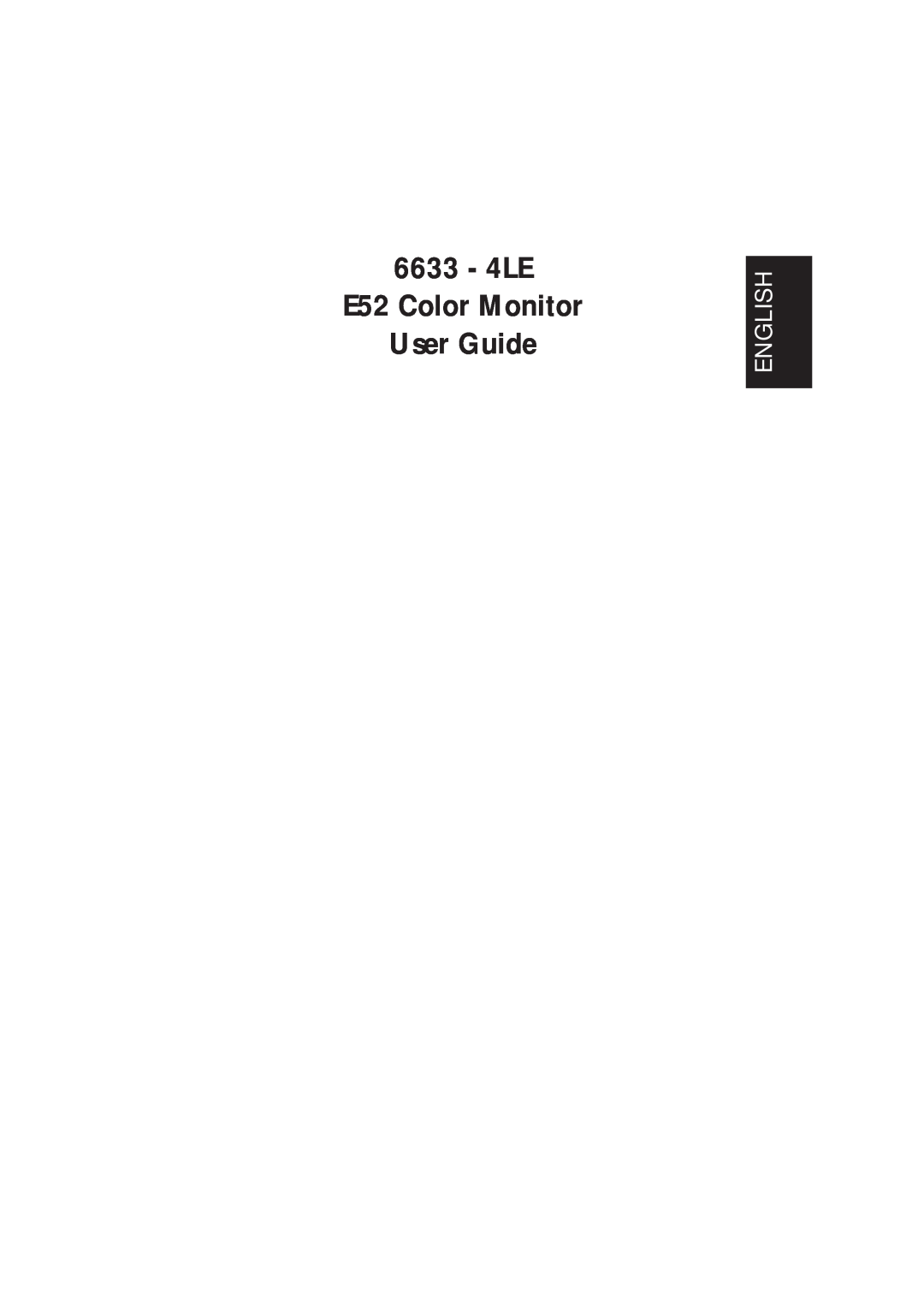IBM manual 6633 - 4LE E52 Color Monitor User Guide, English 