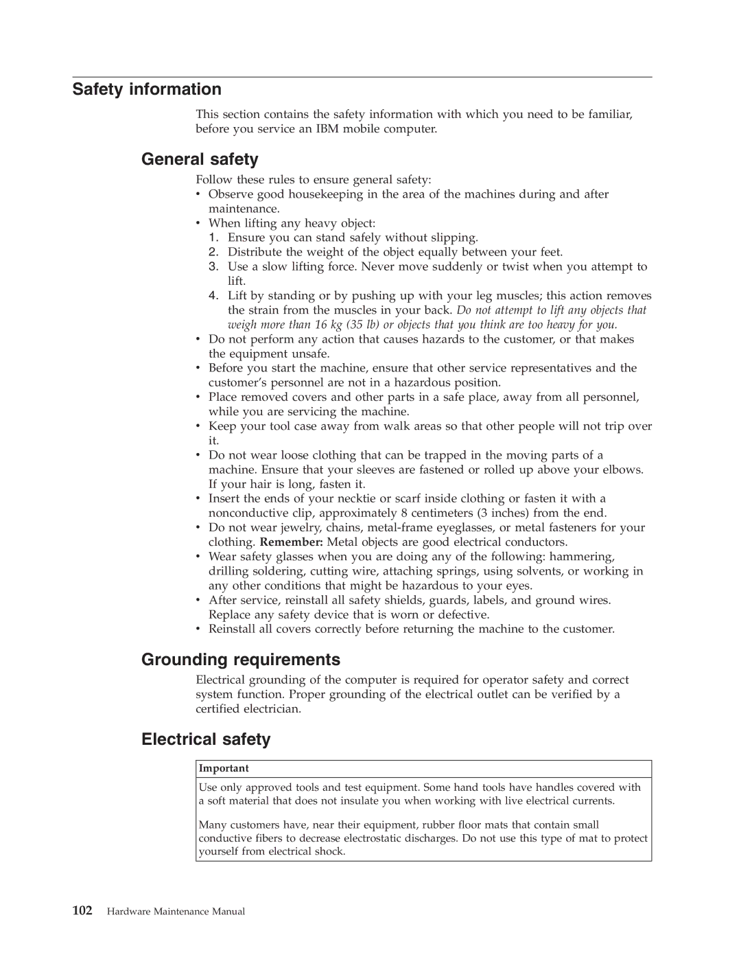 IBM 6643, 2179 manual Safety information, General safety, Grounding requirements, Electrical safety 