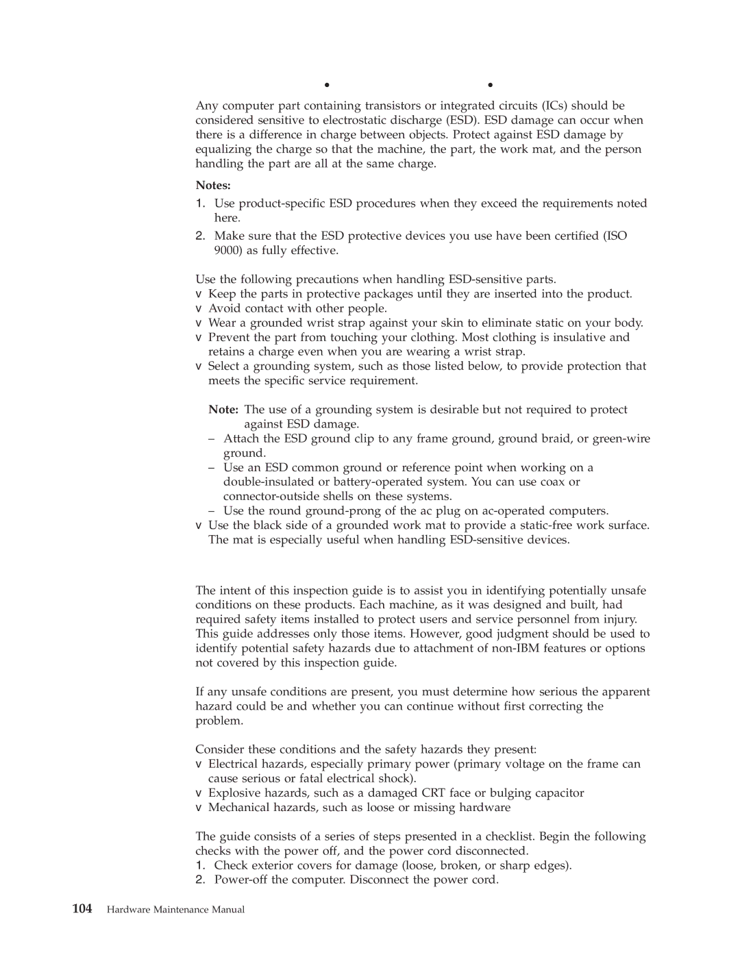 IBM 6643, 2179 manual Handling electrostatic discharge-sensitive devices, Safety inspection guide 