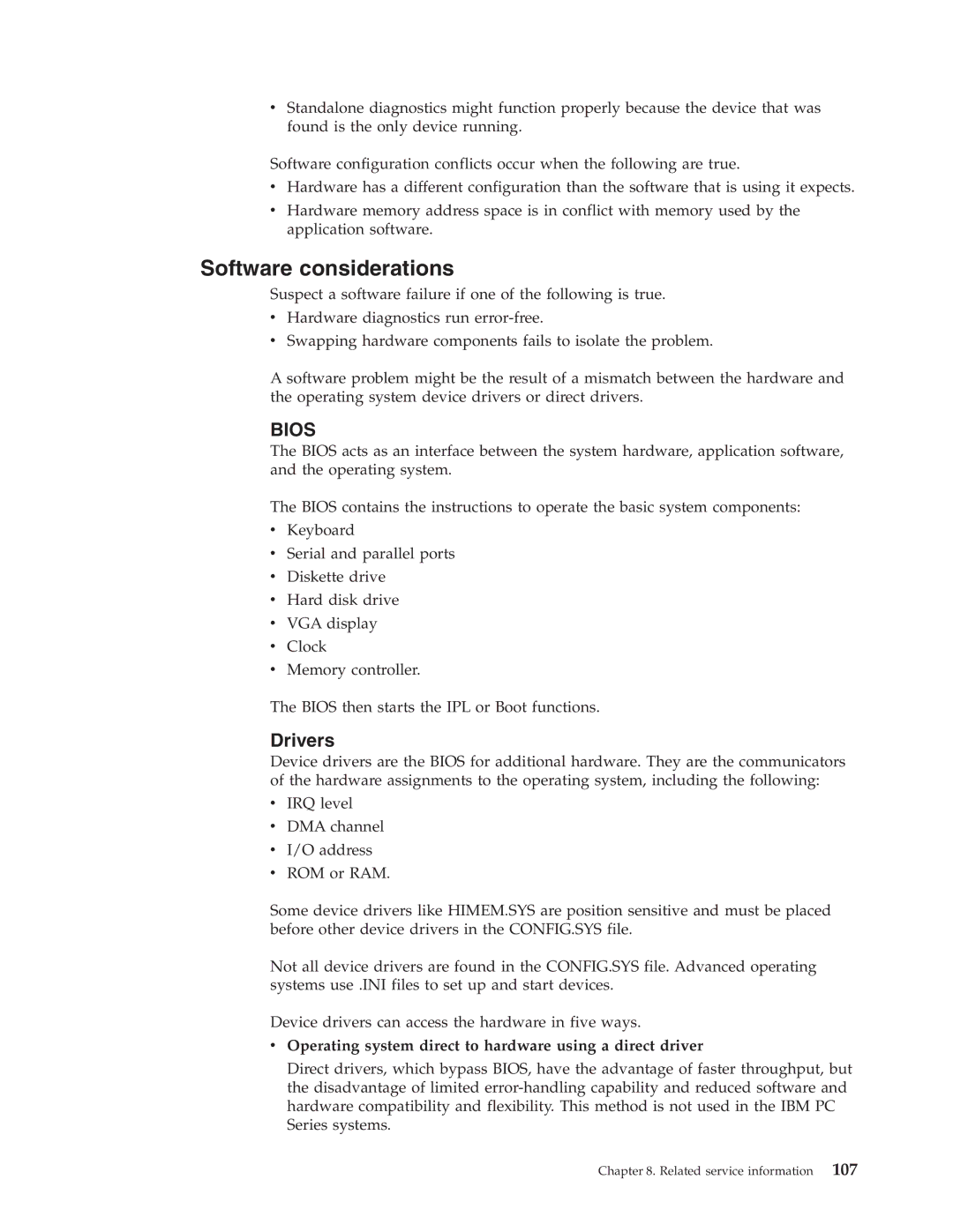 IBM 2179, 6643 manual Software considerations, Operating system direct to hardware using a direct driver 