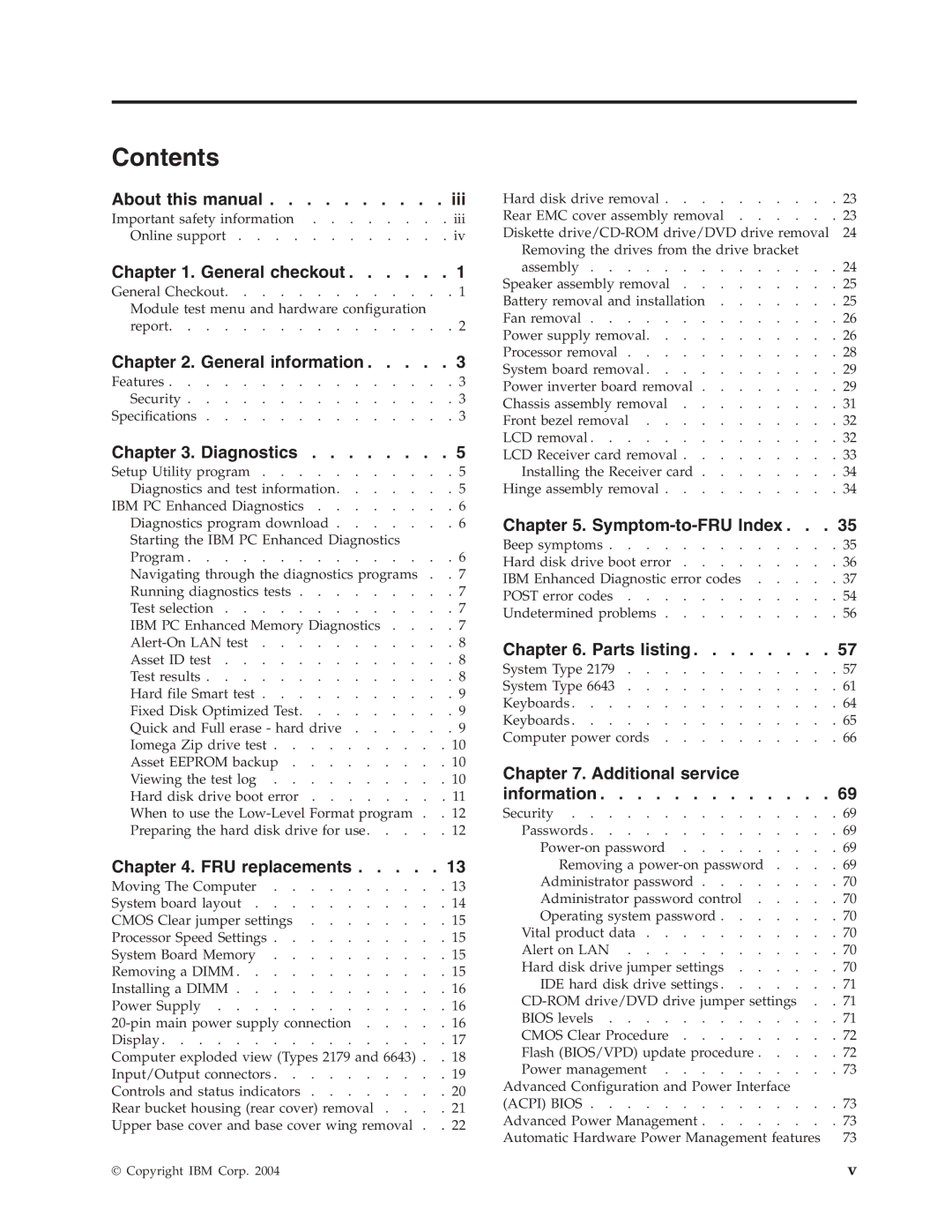 IBM 2179, 6643 manual Contents 