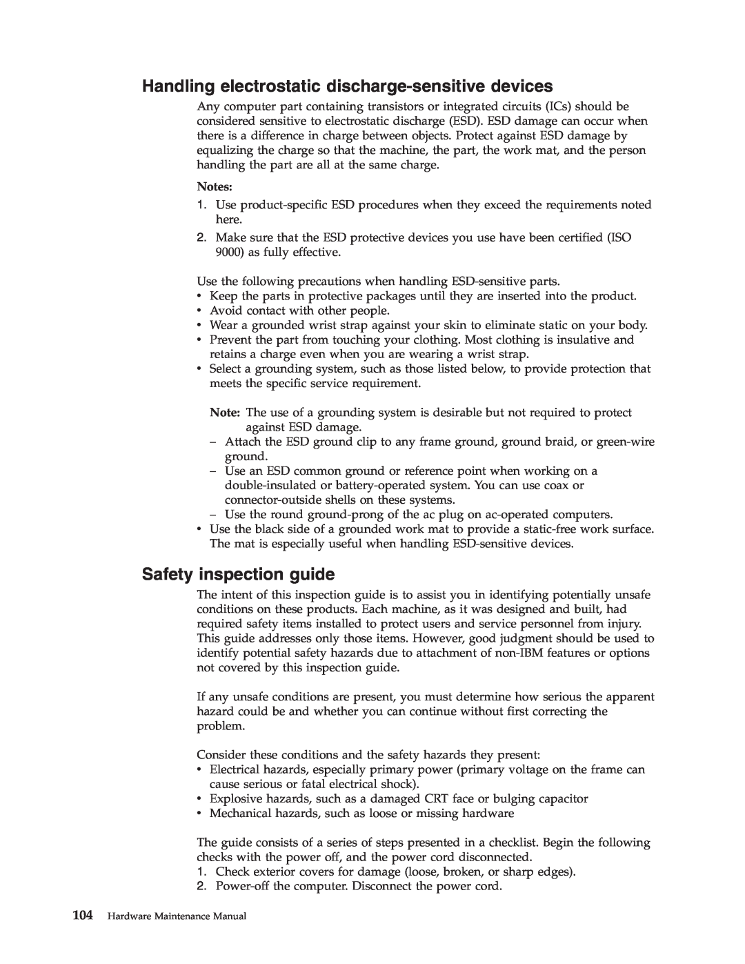 IBM 6643, 2179 manual Handling electrostatic discharge-sensitive devices, Safety inspection guide 