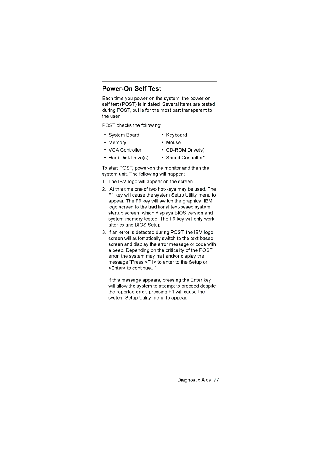 IBM 6644, 6645, 6646 manual Power-On Self Test 