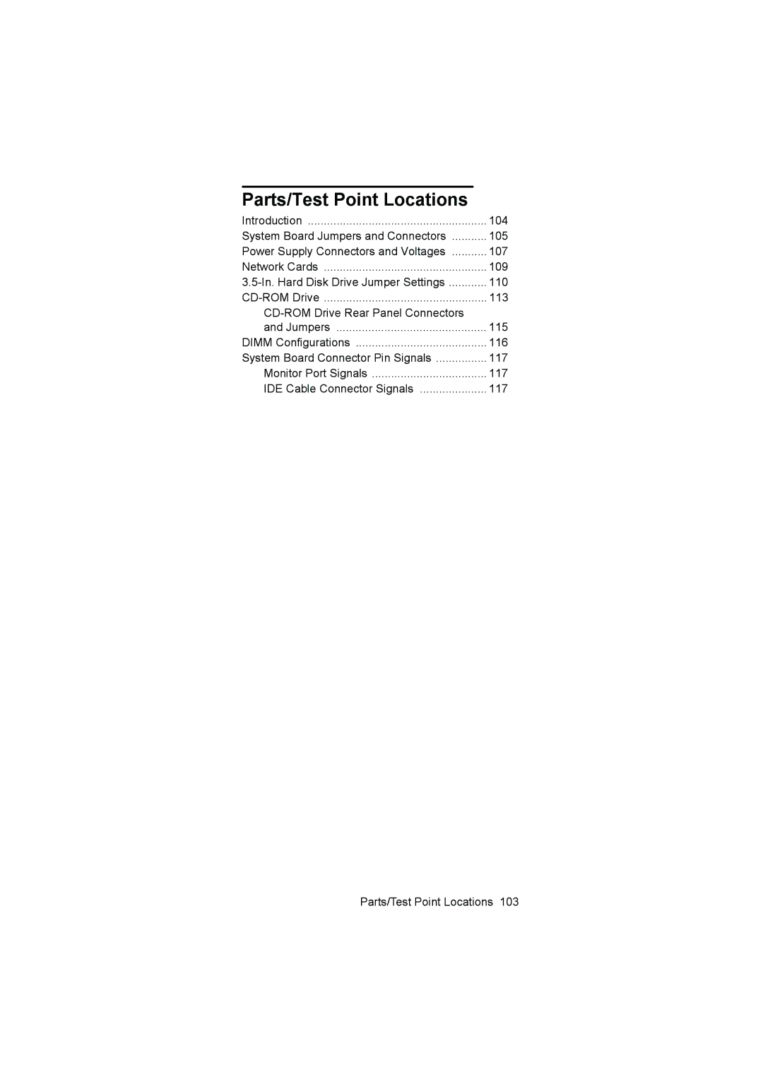 IBM 6645, 6644, 6646 manual Parts/Test Point Locations, Introduction 104 