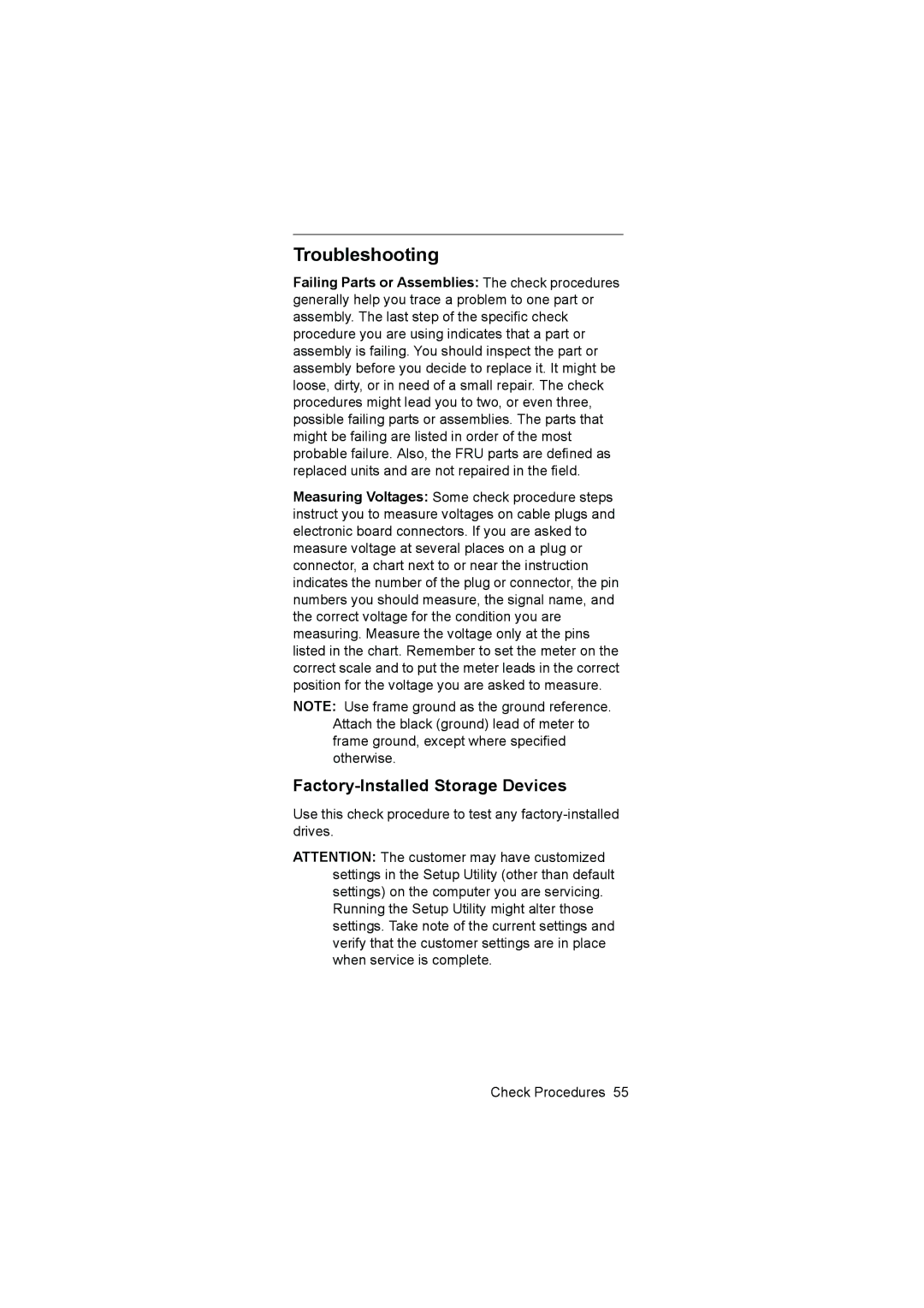 IBM 6645, 6644, 6646 manual Troubleshooting, Factory-Installed Storage Devices 