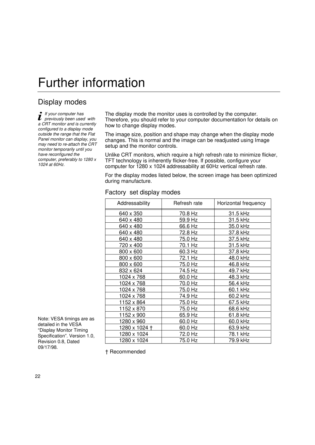 IBM 6734-AB9, 6734-AG9 manual Further information, Display modes 