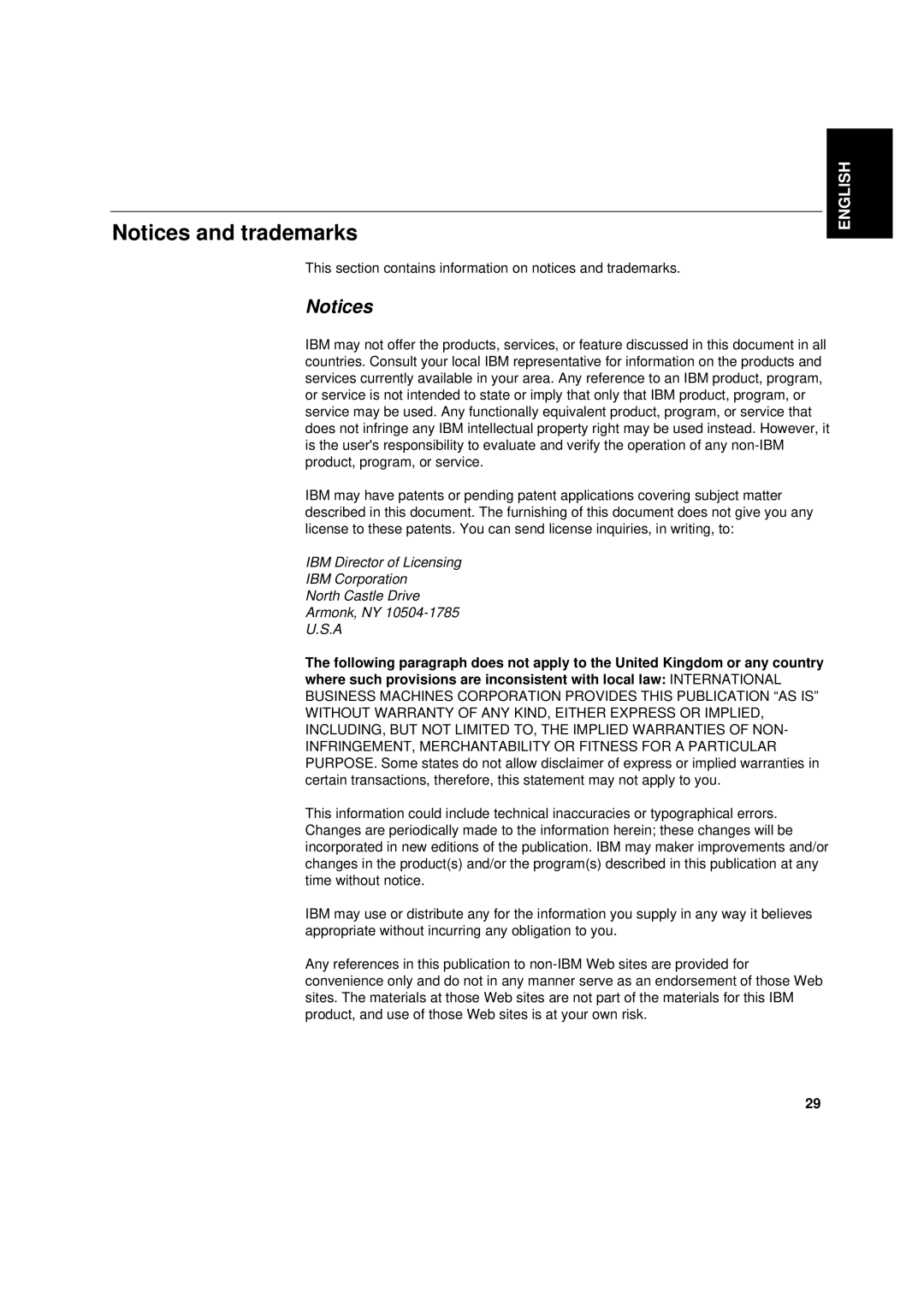 IBM 6734-AG9, 6734-AB9 manual This section contains information on notices and trademarks 