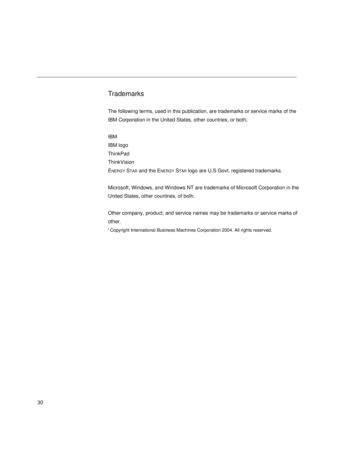 IBM 6734-AB9, 6734-AG9 manual Trademarks 