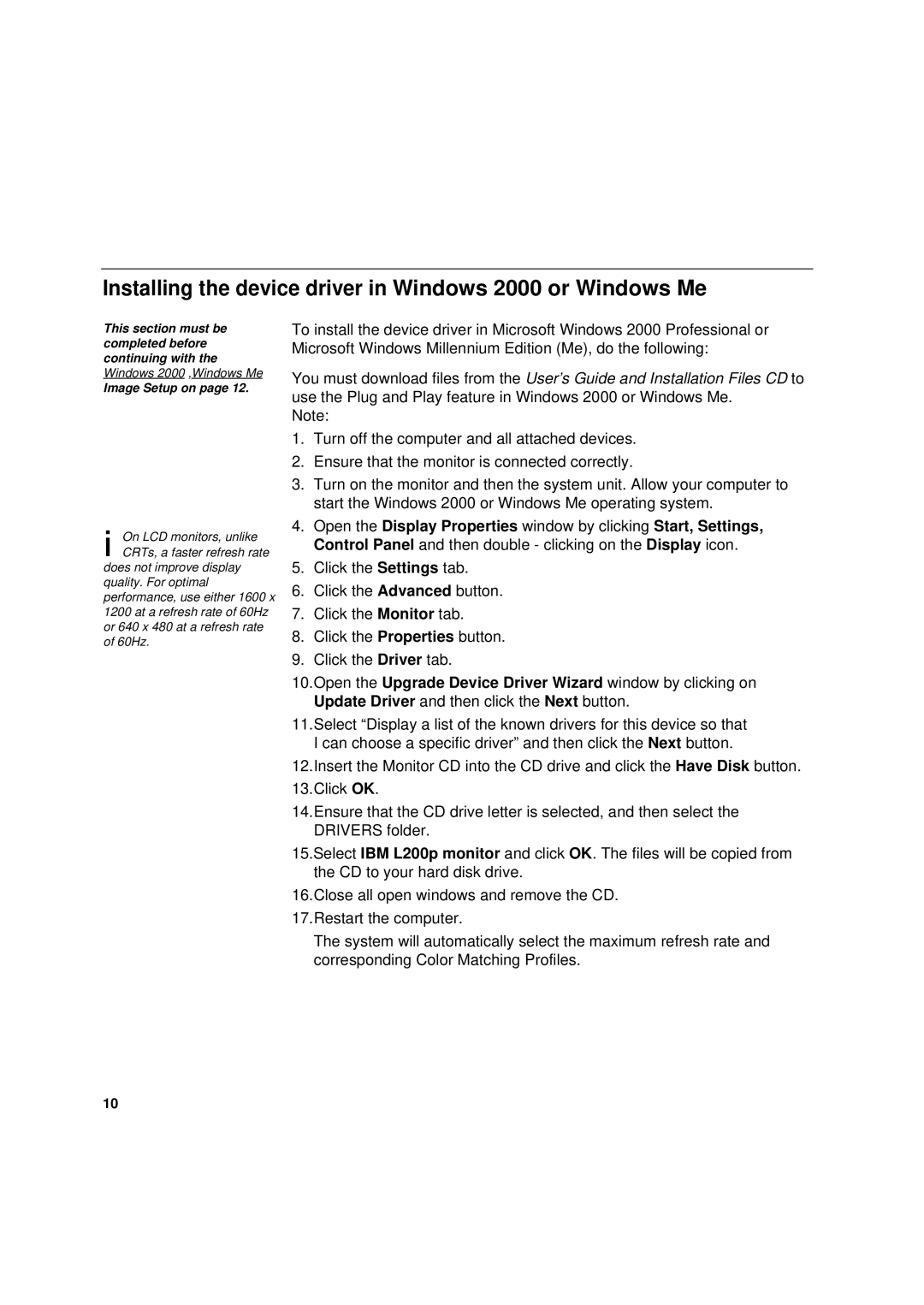 IBM 6736-HB0 manual Installing the device driver in Windows 2000 or Windows Me 