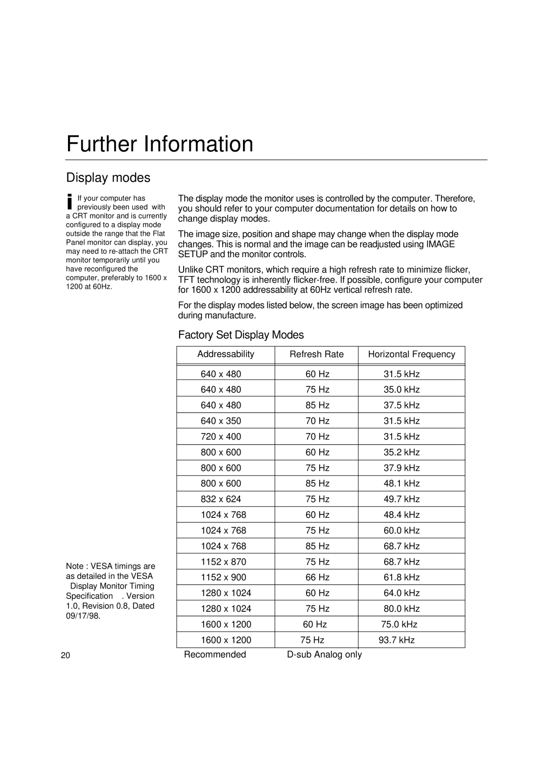 IBM 6736-HB0 manual Further Information, Display modes 