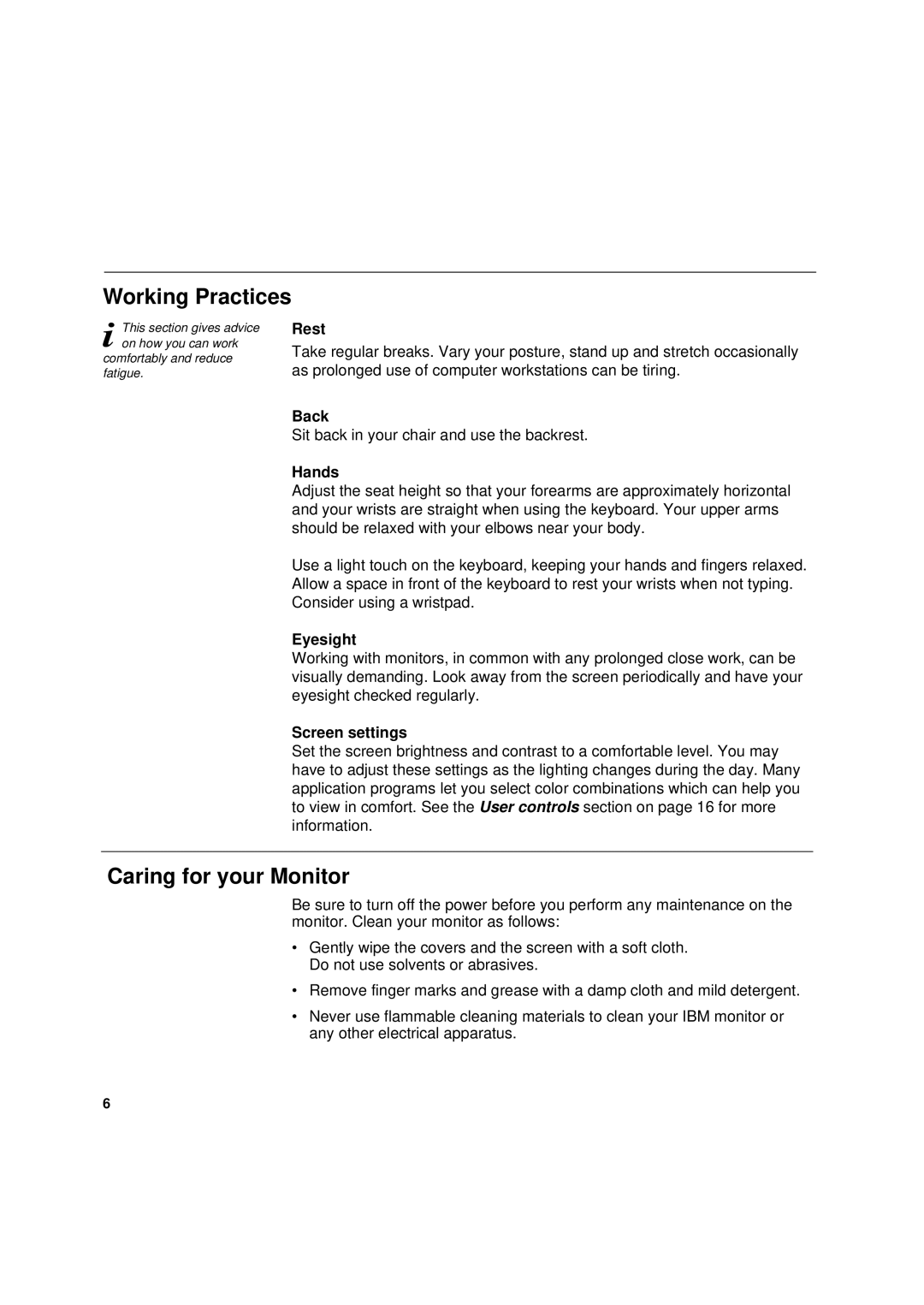 IBM 6736-HB0 manual Caring for your Monitor 