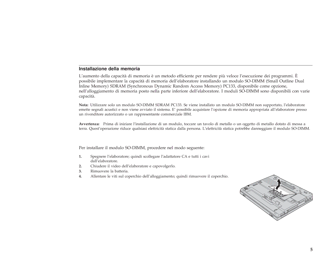 IBM 67P4580 setup guide Installazione della memoria 