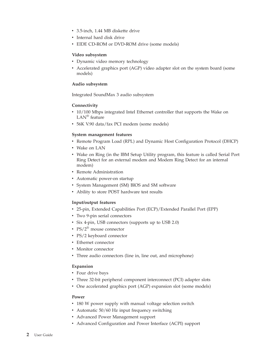 IBM 6824, 2289 manual Audio subsystem 