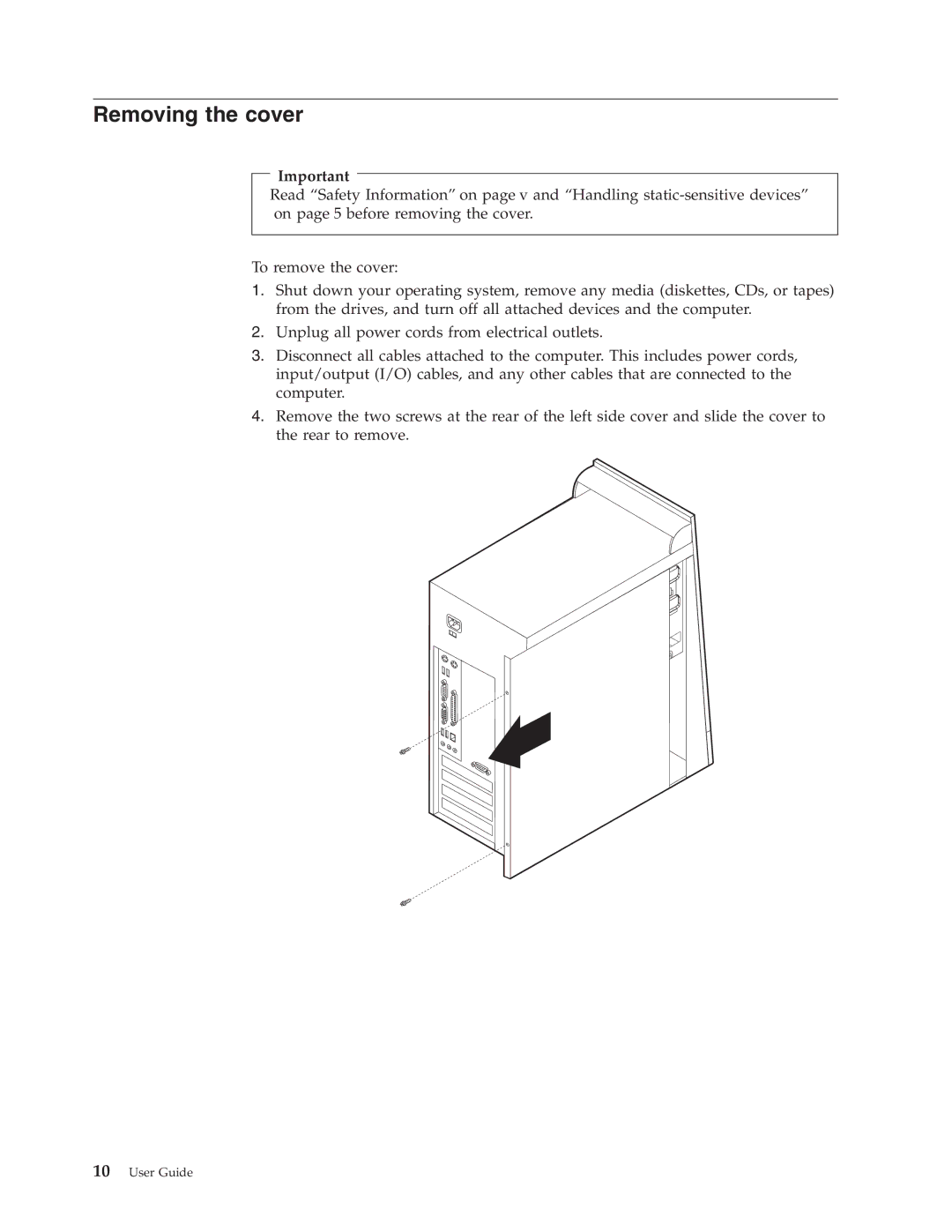 IBM 6824, 2289 manual Removing the cover 