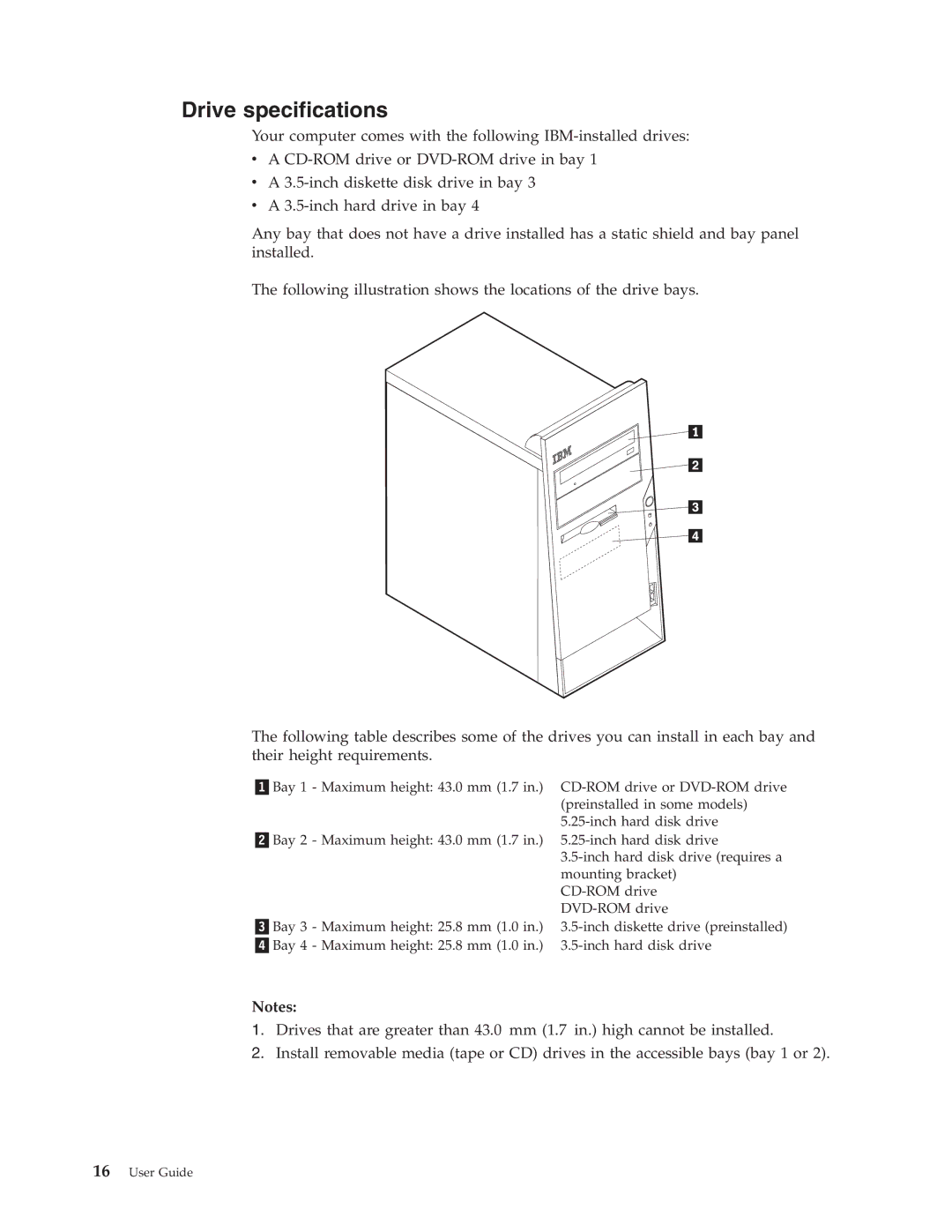 IBM 6824, 2289 manual Drive specifications 