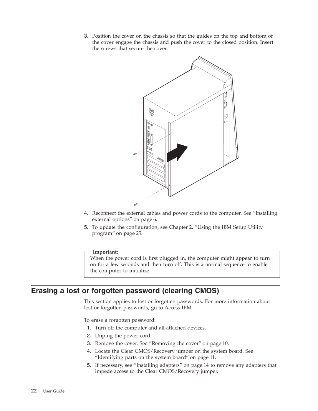 IBM 6824, 2289 manual Erasing a lost or forgotten password clearing Cmos 