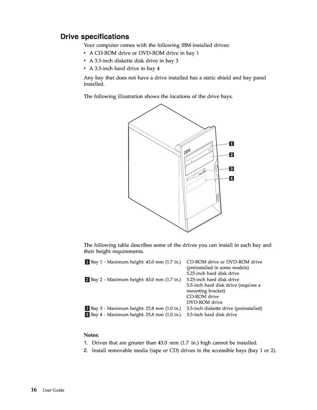 IBM 6824, 2289 manual Drive specifications 