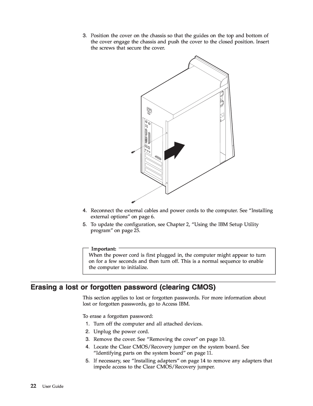 IBM 6824, 2289 manual Erasing a lost or forgotten password clearing CMOS, User Guide 