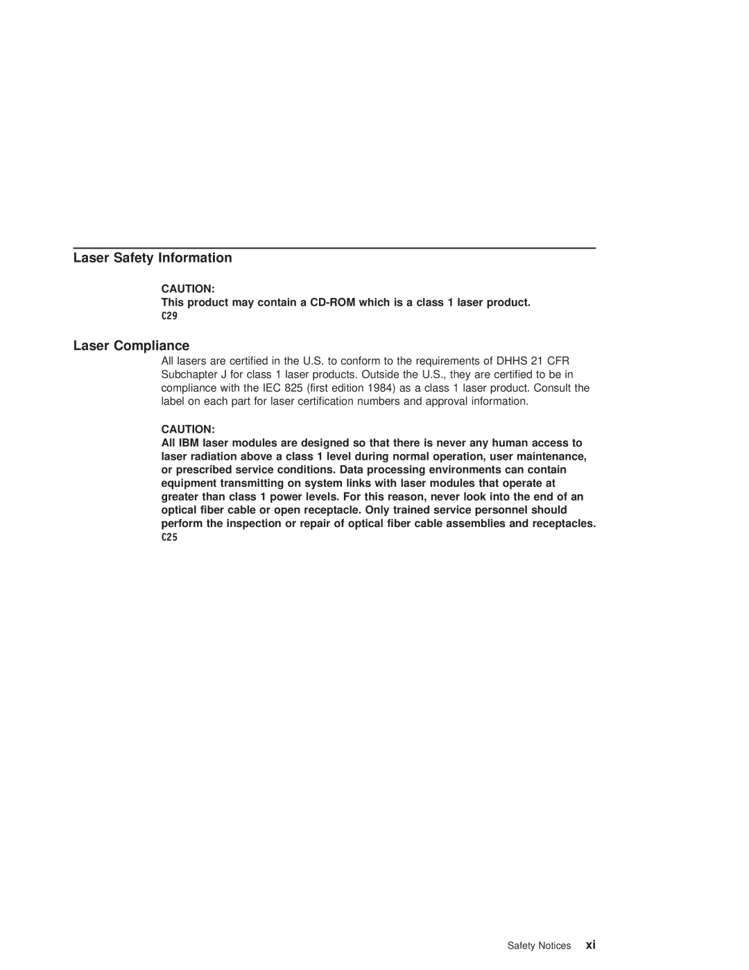 IBM 6.00E+04, 6C4 manual Laser Safety Information, Laser Compliance 