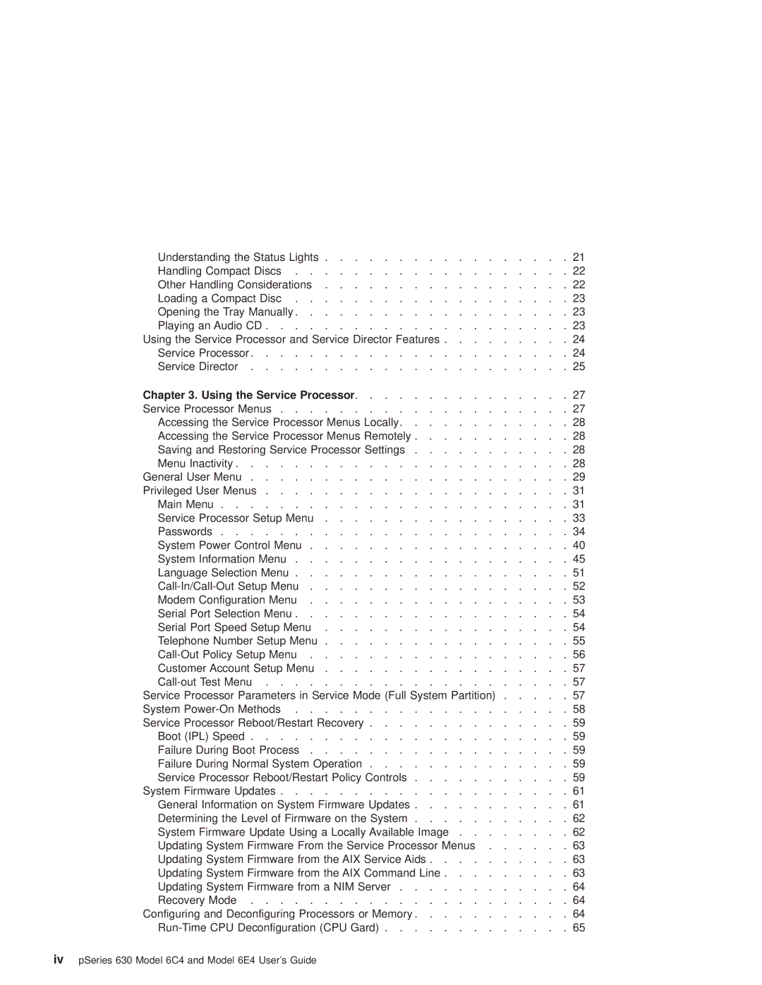 IBM 6C4, 6.00E+04 manual Using the Service Processor 