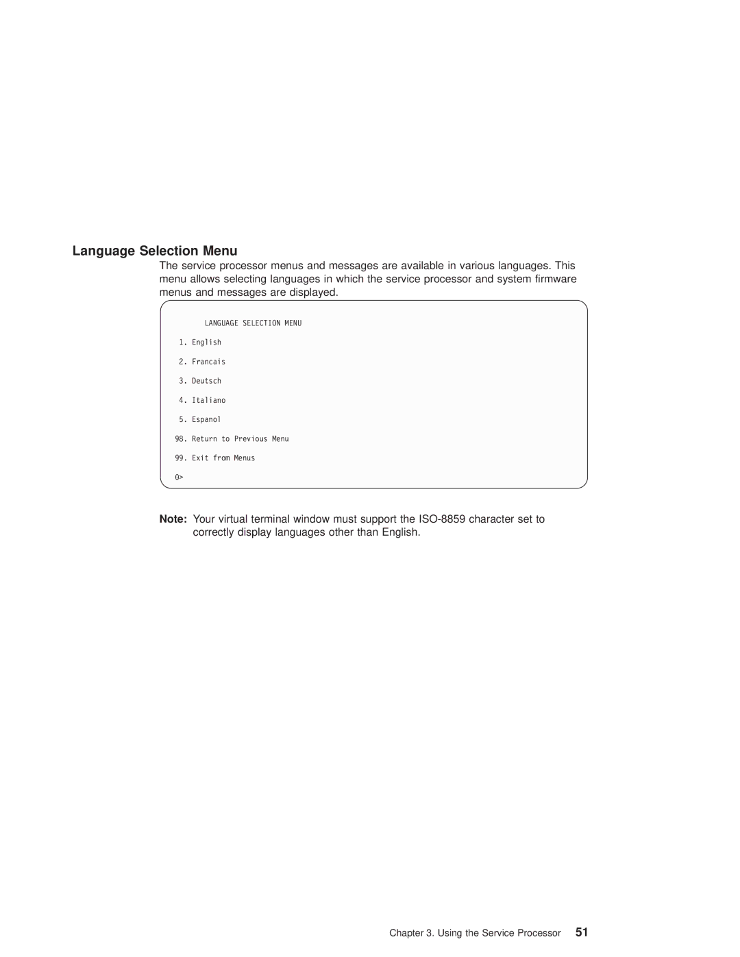 IBM 6.00E+04, 6C4 manual Language Selection Menu 