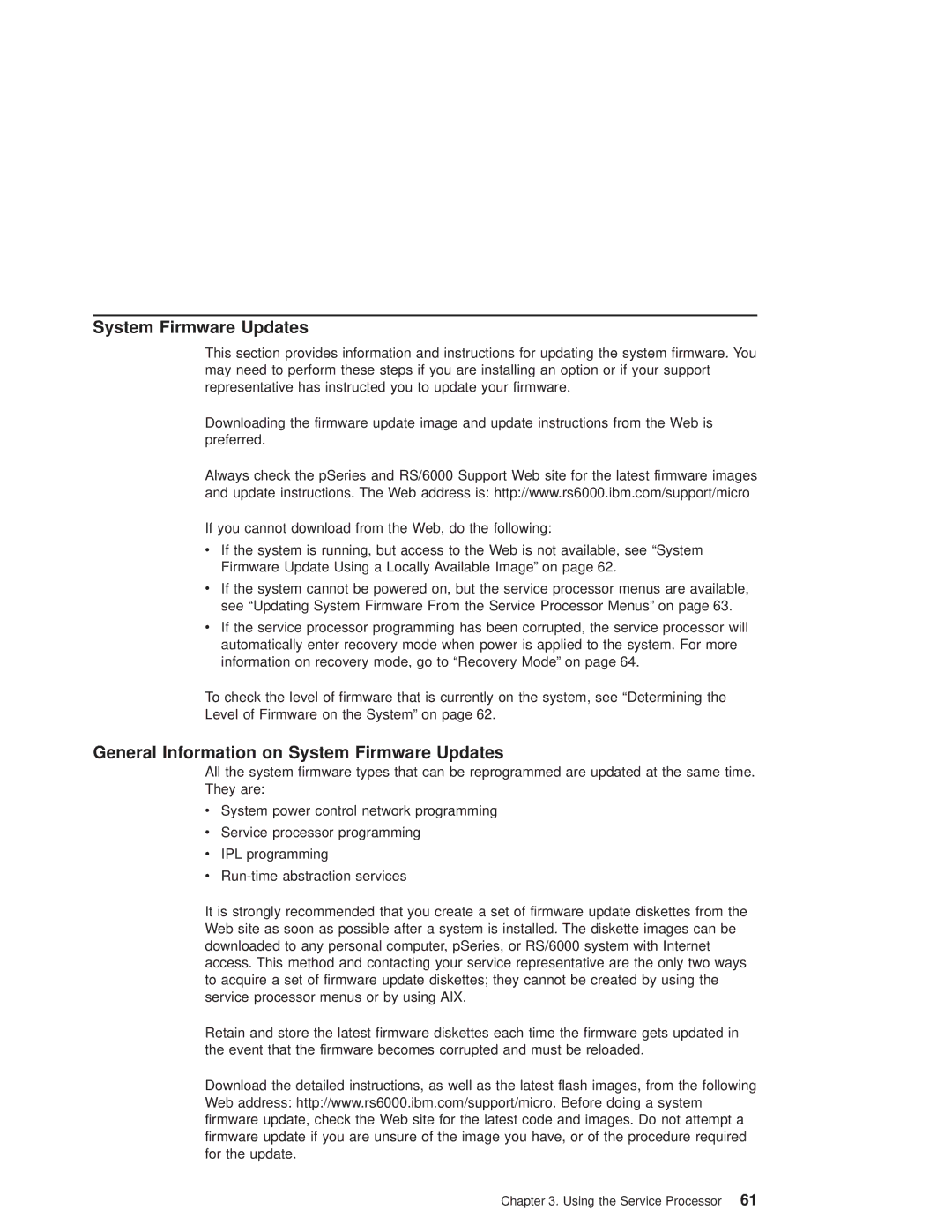 IBM 6.00E+04, 6C4 manual General Information on System Firmware Updates 