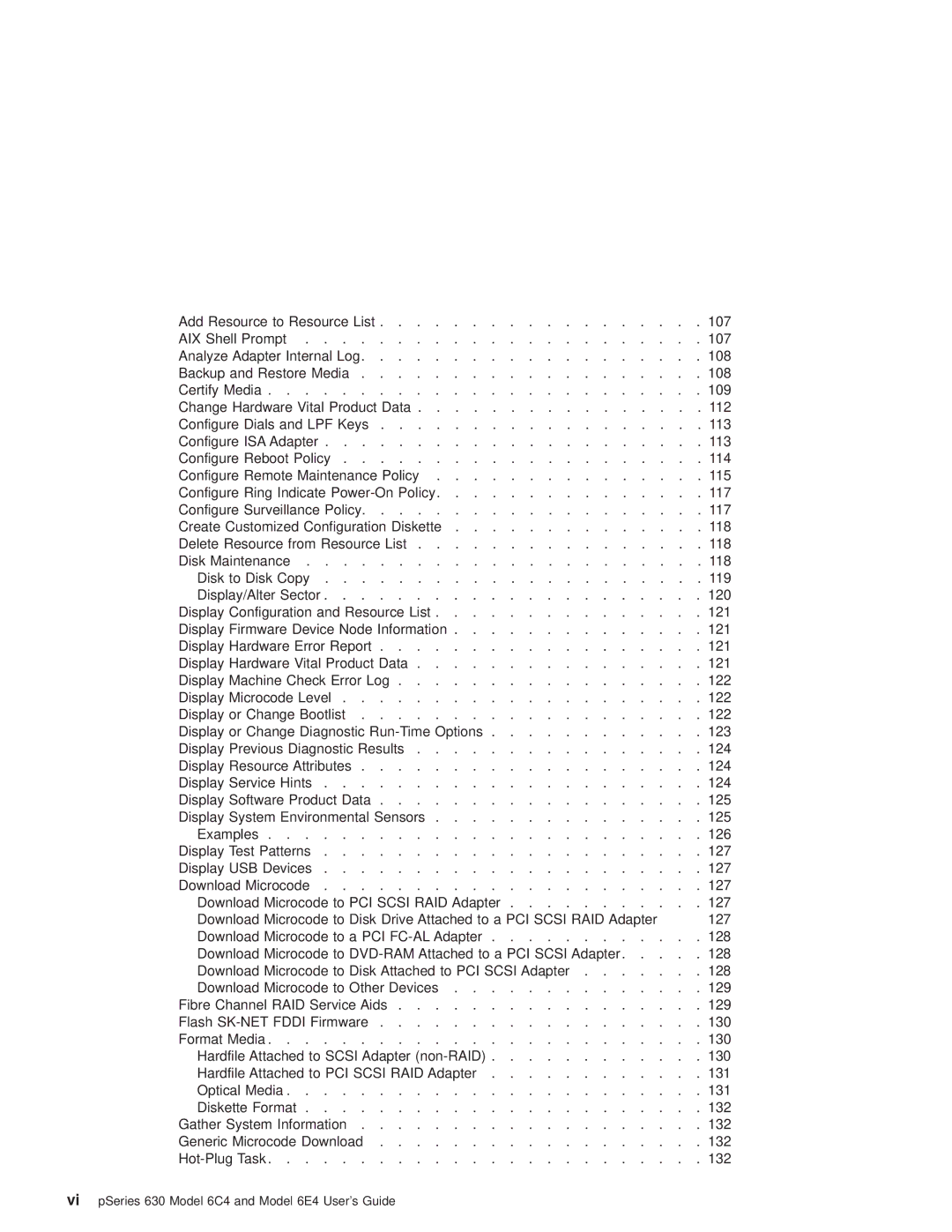 IBM 6.00E+04 manual Vi pSeries 630 Model 6C4 and Model 6E4 Users Guide 