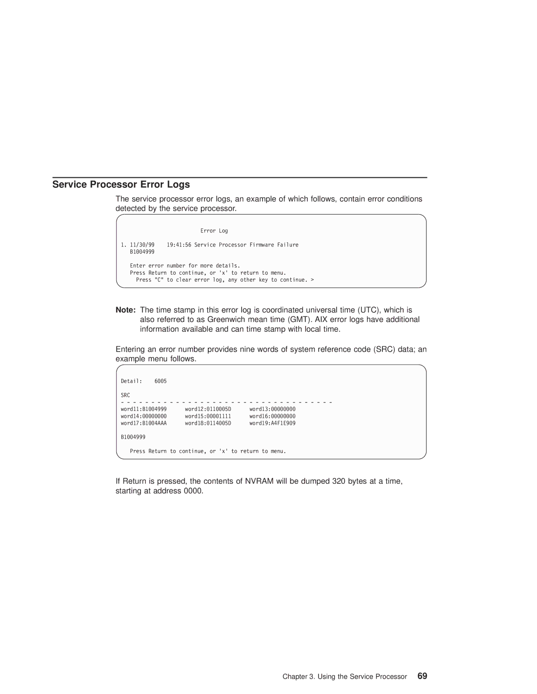 IBM 6.00E+04, 6C4 manual Service Processor Error Logs, Src 