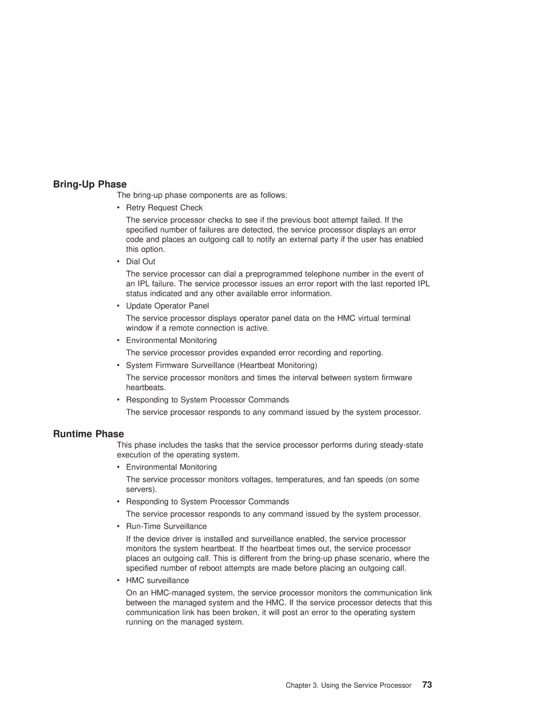 IBM 6.00E+04, 6C4 manual Bring-Up Phase, Runtime Phase 