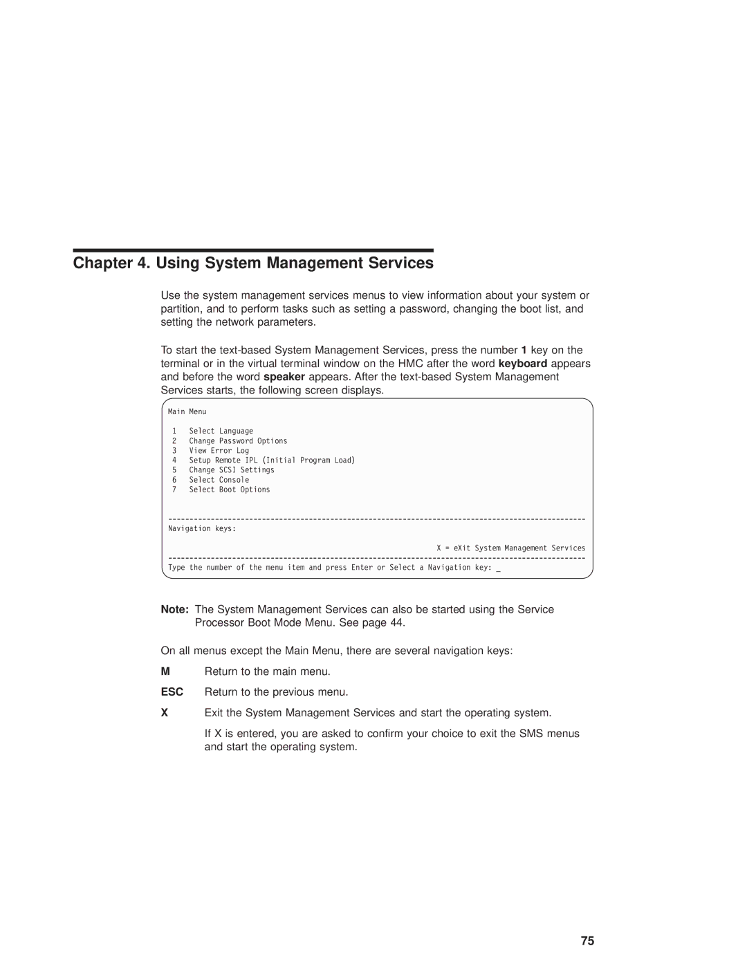 IBM 6.00E+04, 6C4 manual Using System Management Services 