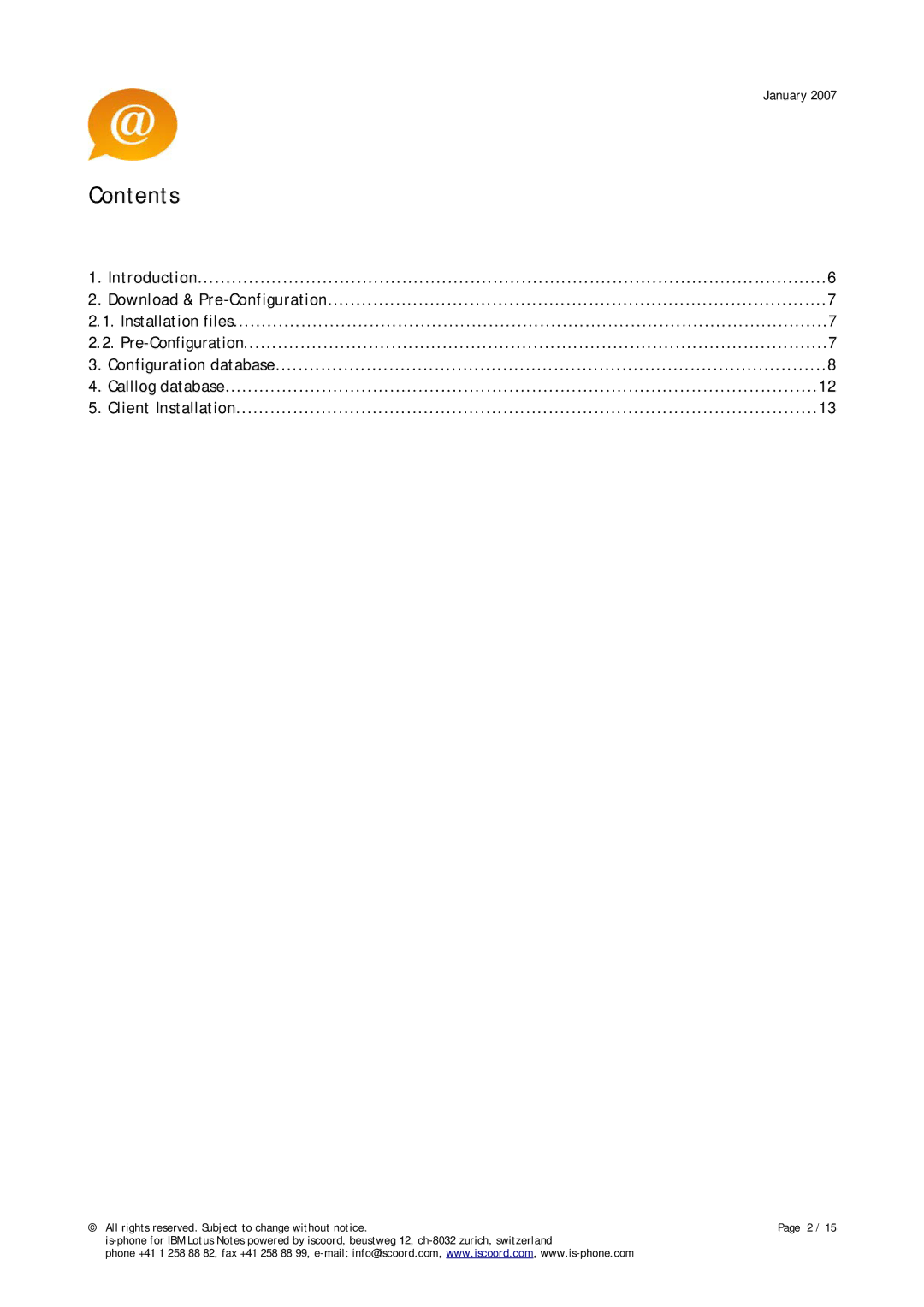 IBM 6.X, 7.X manual Contents 