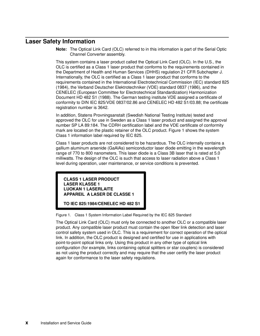 IBM 7012 manual Laser Safety Information, To IEC 8251984/CENELEC HD 482 S1 