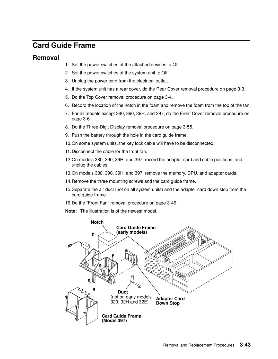 IBM 7012 manual Card Guide Frame, Removal 