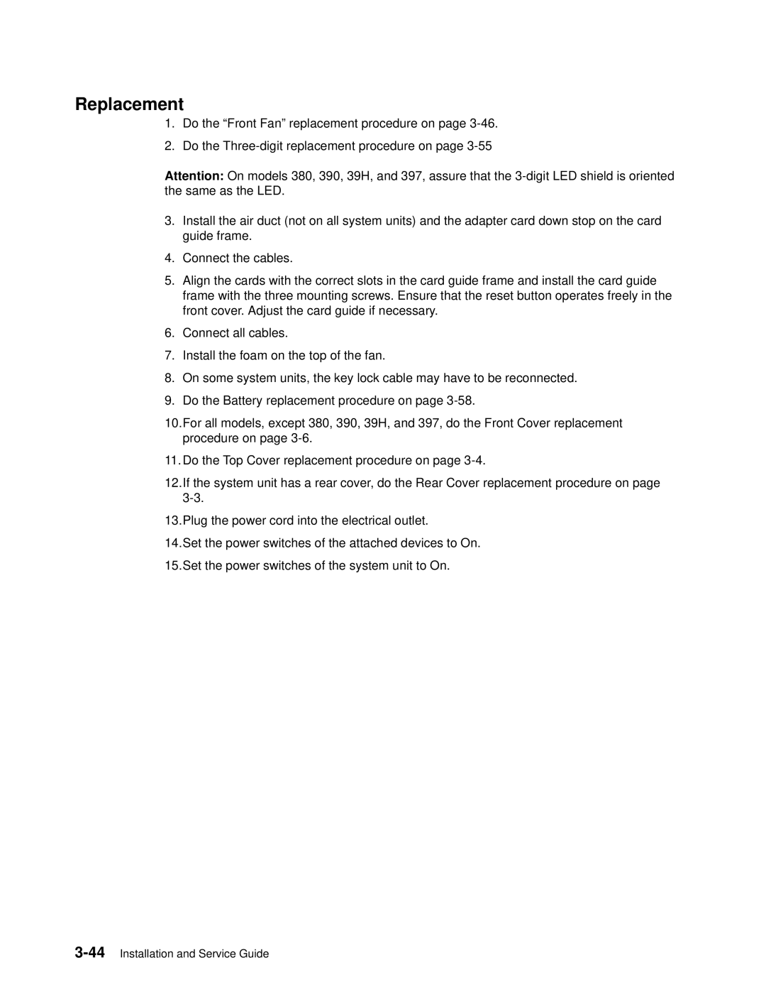 IBM 7012 manual 44Installation and Service Guide 