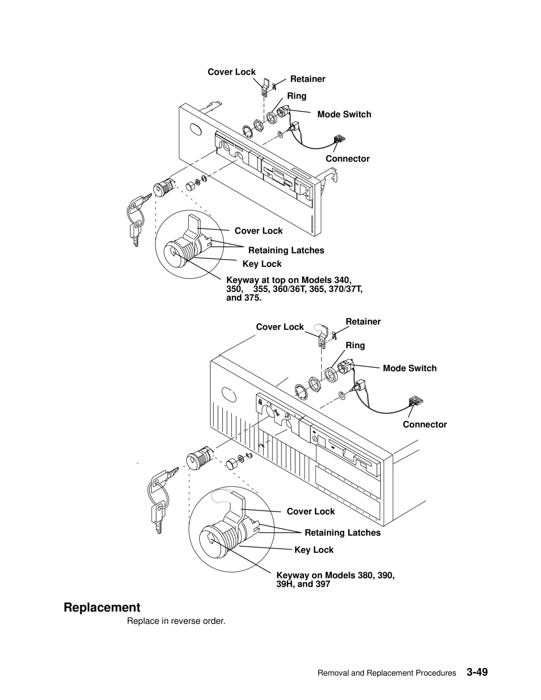 IBM 7012 manual Replace in reverse order 