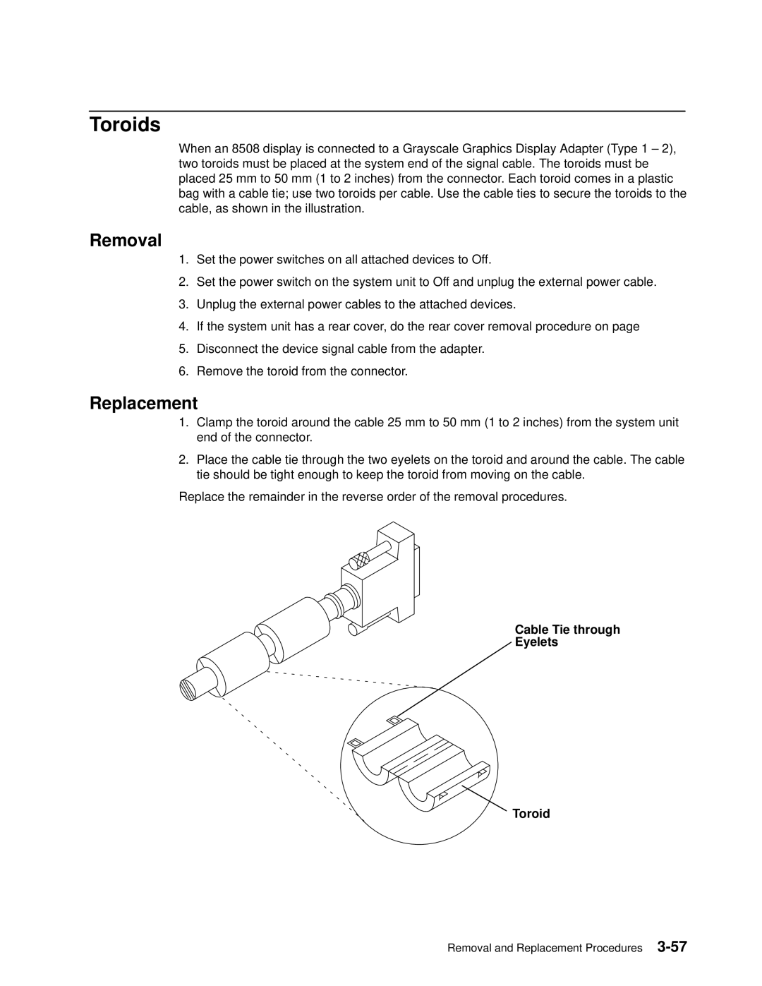 IBM 7012 manual Toroids, Cable Tie through Eyelets Toroid 