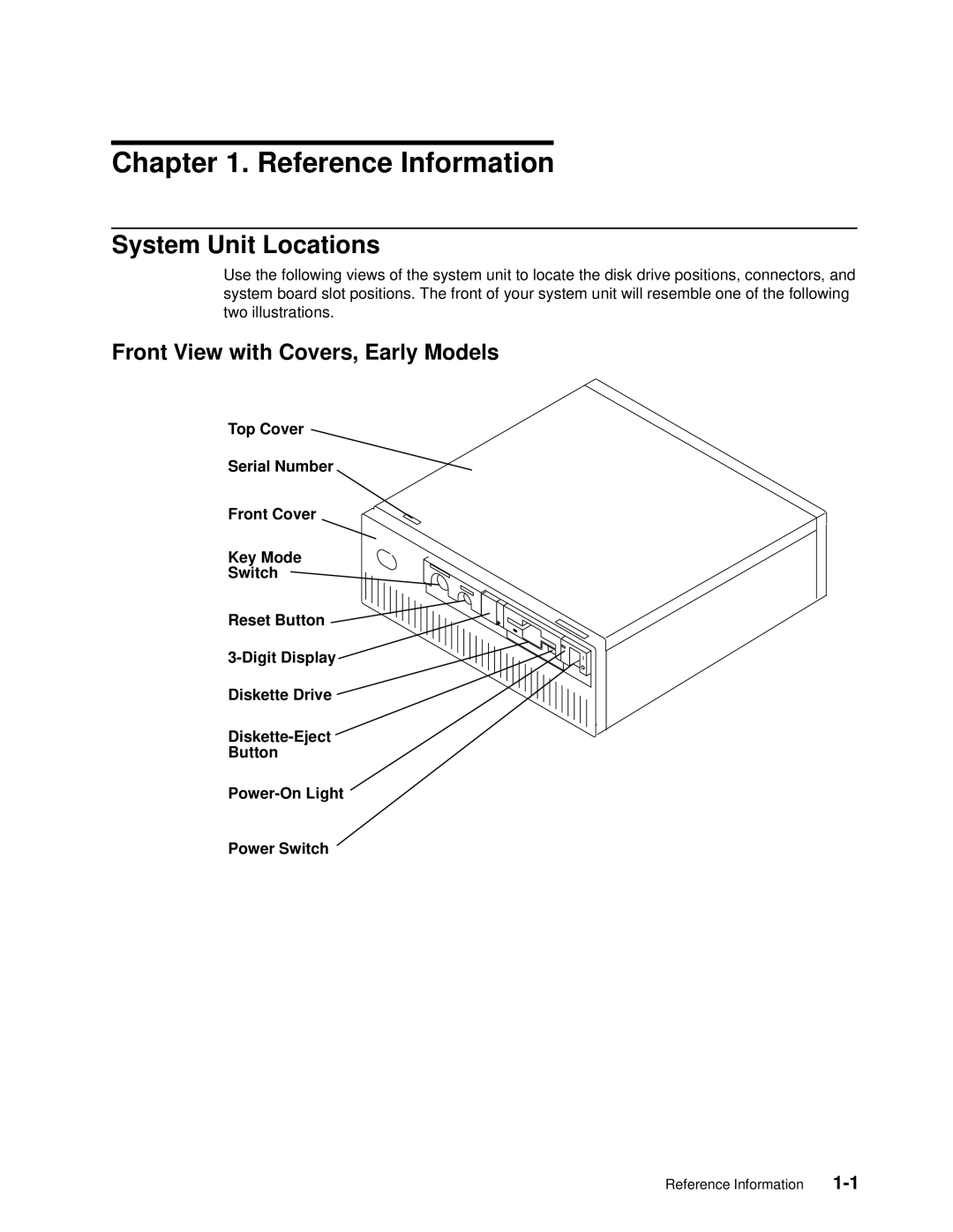 IBM 7012 manual System Unit Locations, Front View with Covers, Early Models 