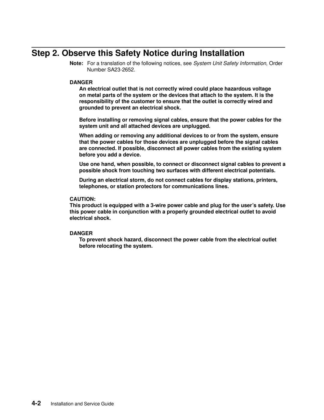 IBM 7012 manual Observe this Safety Notice during Installation 