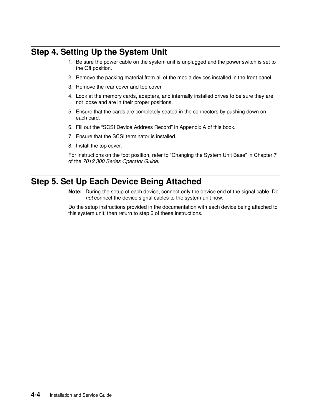 IBM 7012 manual Setting Up the System Unit, Set Up Each Device Being Attached 