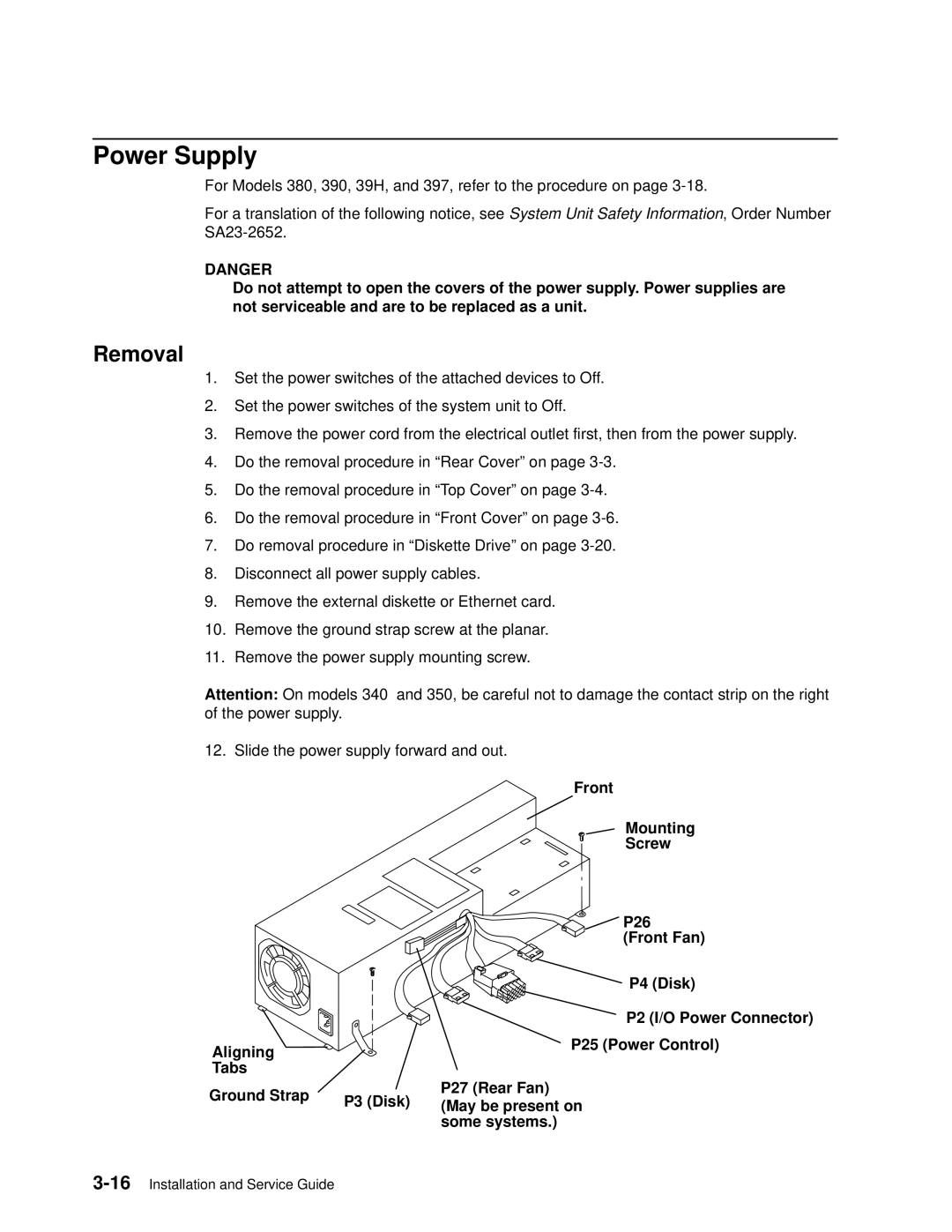 IBM 7012 manual Power Supply 