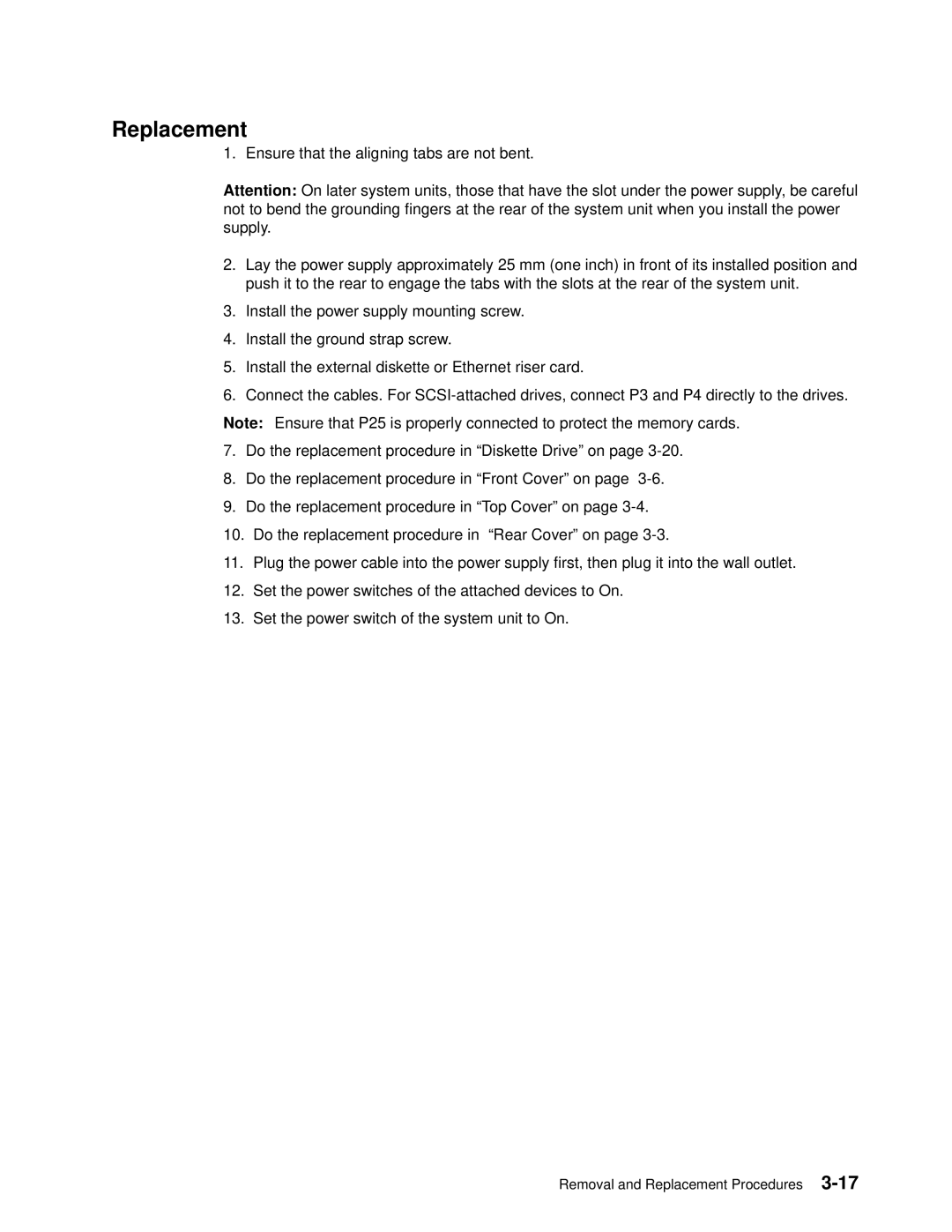 IBM 7012 manual Replacement 