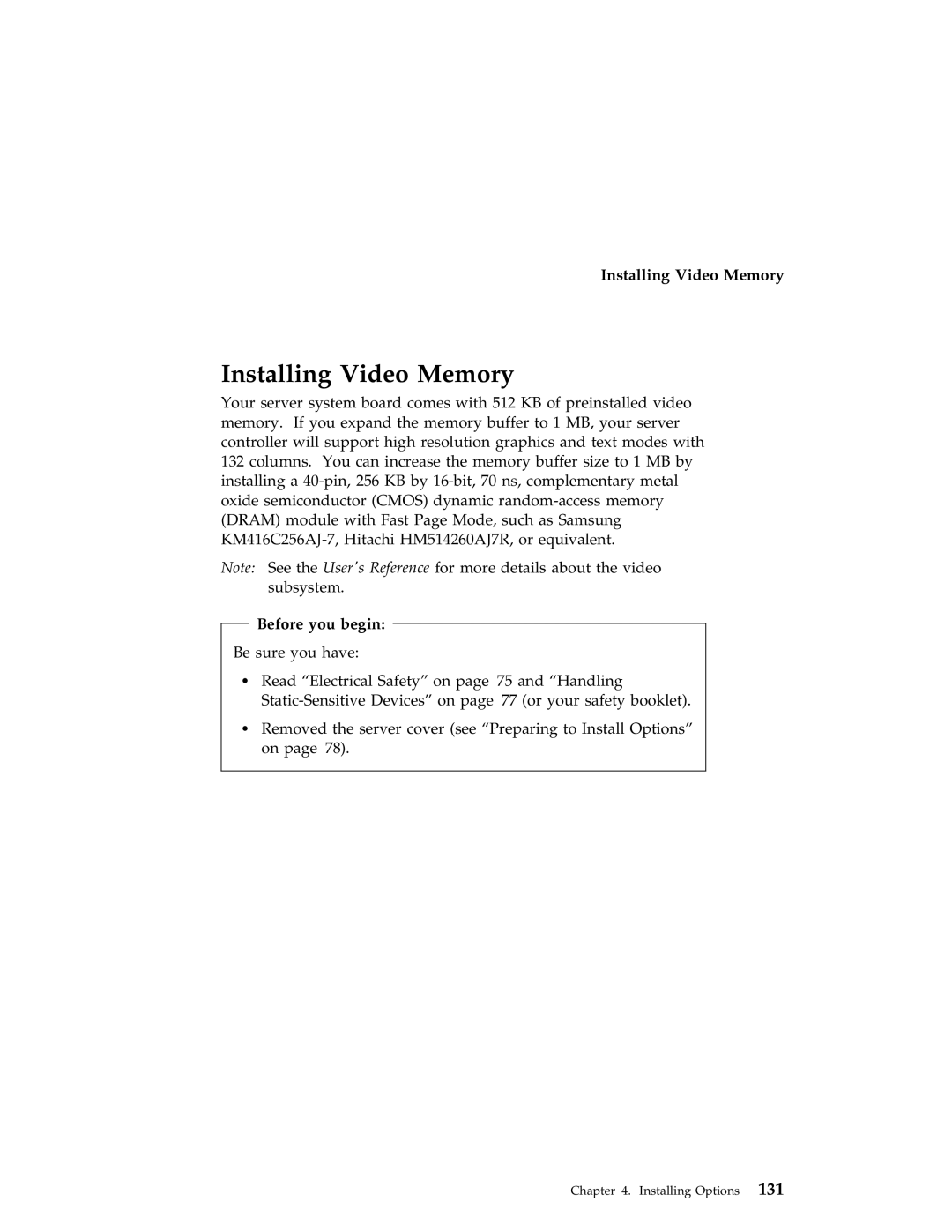 IBM 704 manual Installing Video Memory 