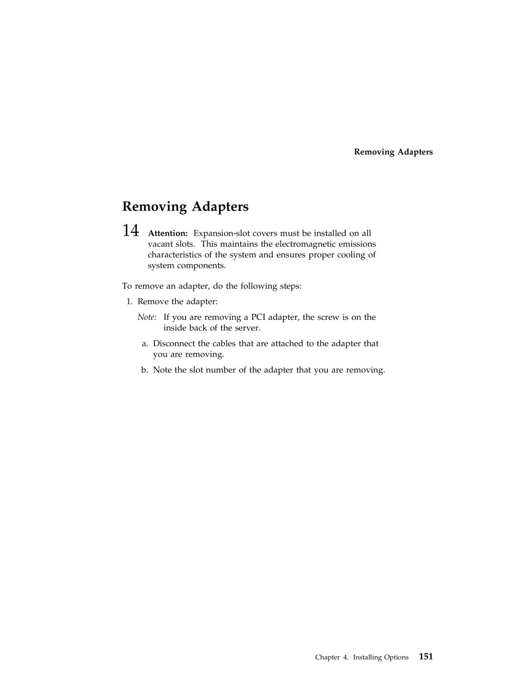 IBM 704 manual Removing Adapters 