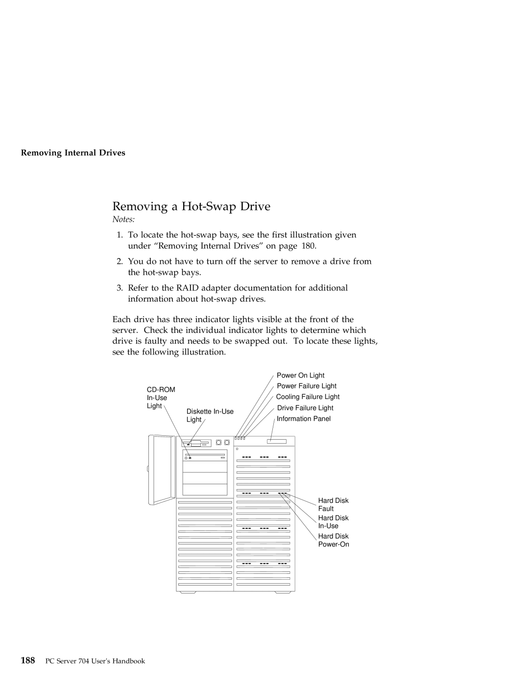 IBM 704 manual Removing a Hot-Swap Drive 