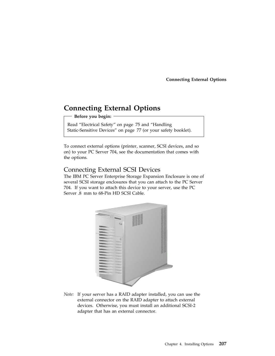 IBM 704 manual Connecting External Options, Connecting External Scsi Devices 