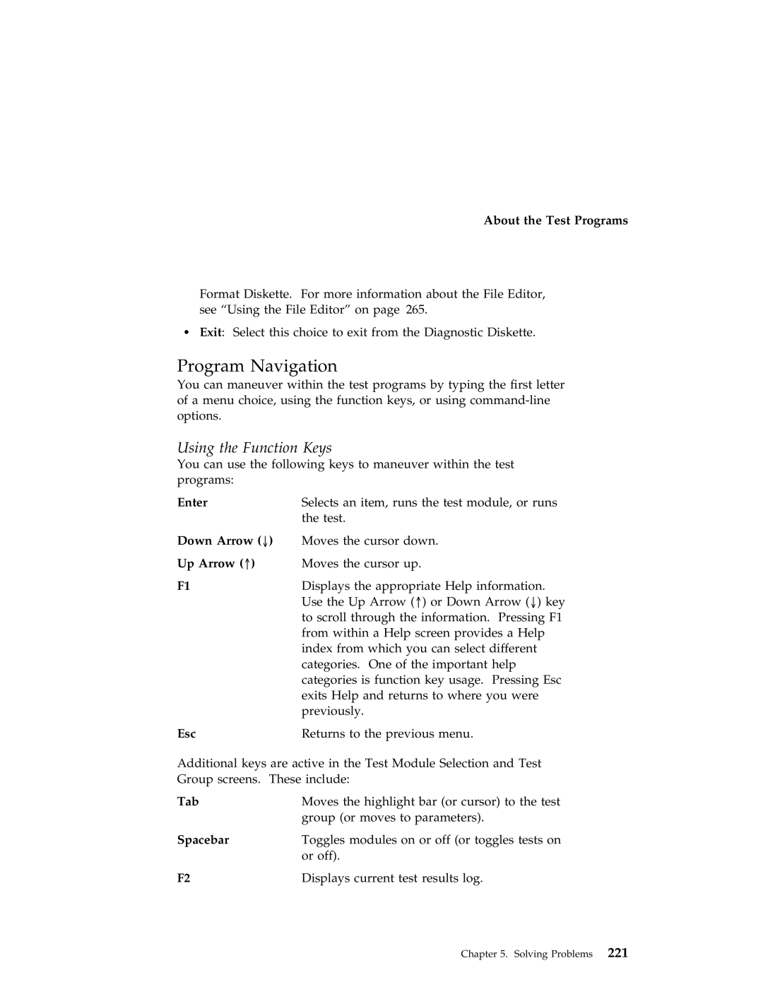 IBM 704 manual Program Navigation, Using the Function Keys 