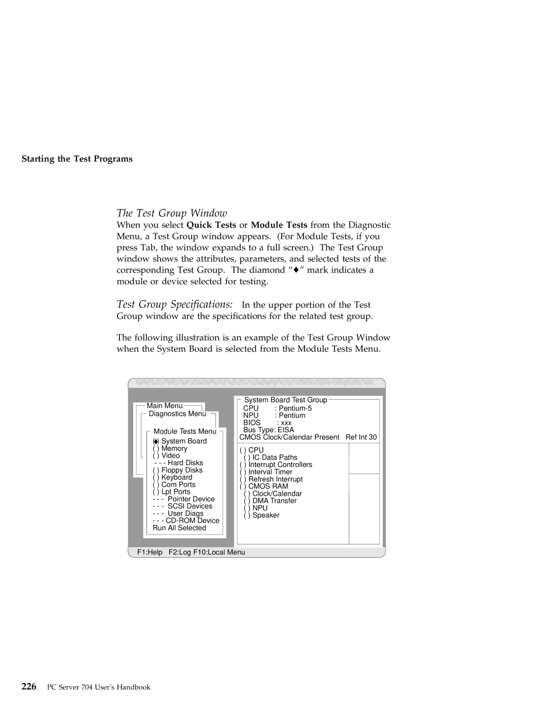 IBM 704 manual Test Group Window, Cmos RAM 