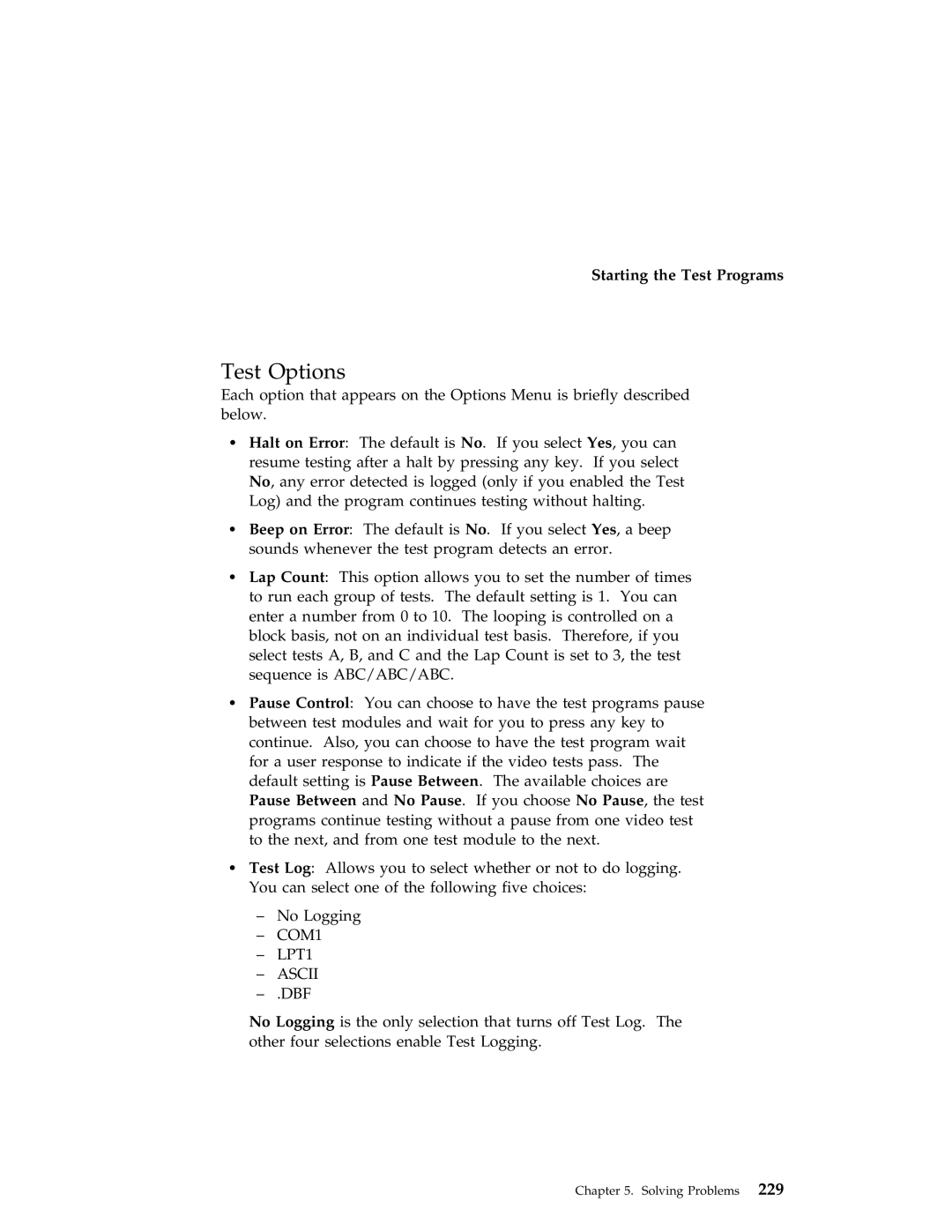 IBM 704 manual Test Options, Ascii 