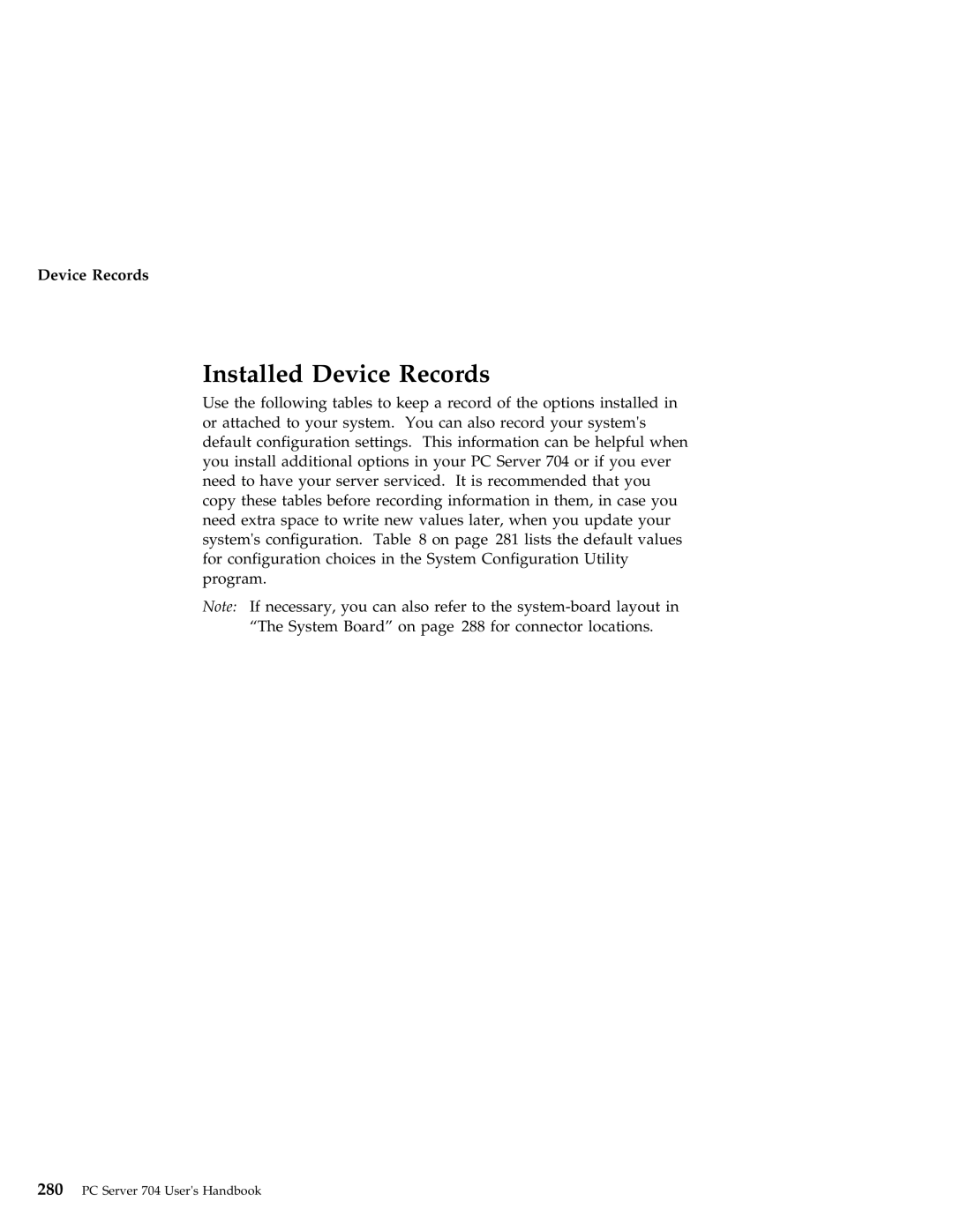 IBM 704 manual Installed Device Records 