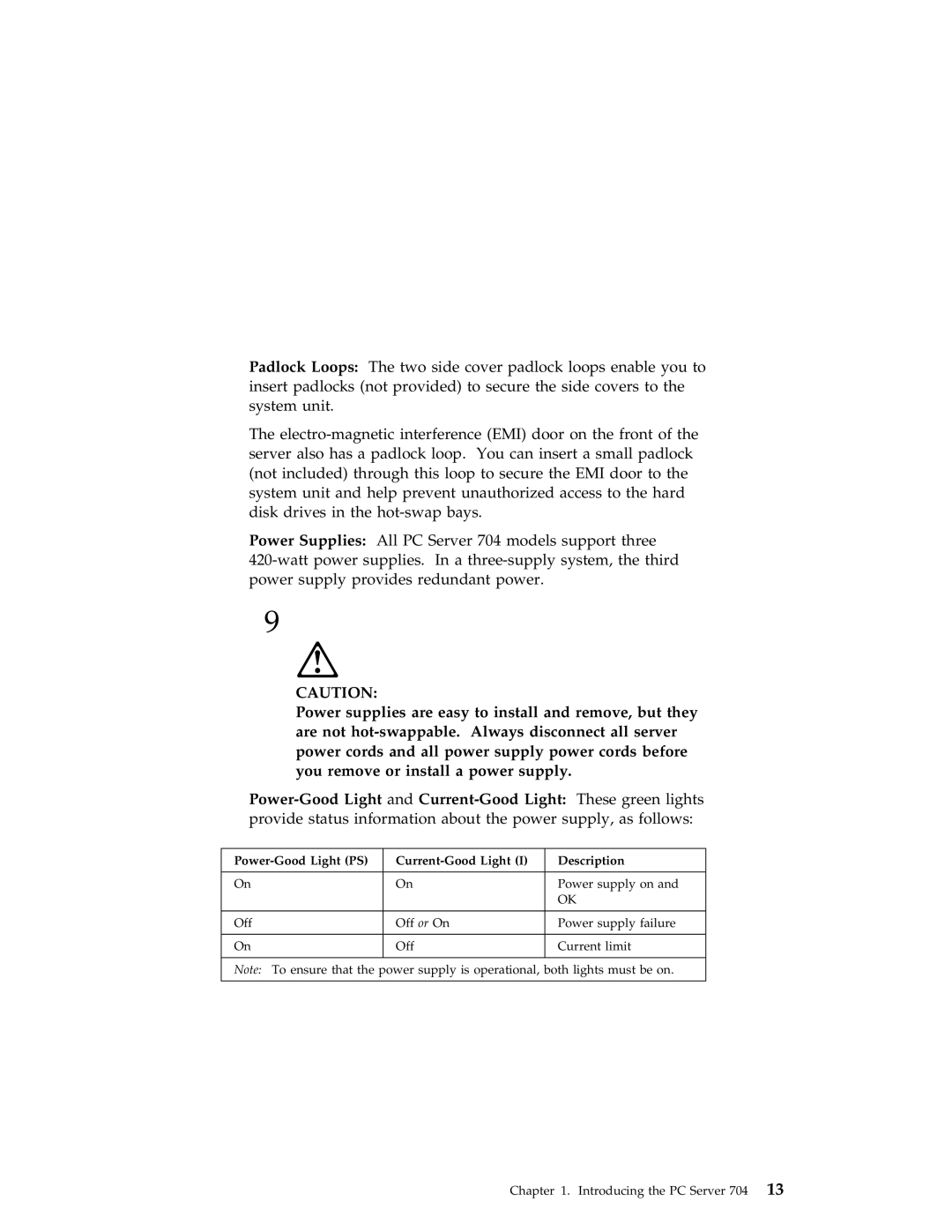 IBM 704 manual Power-Good Light PS Current-Good Light Description 